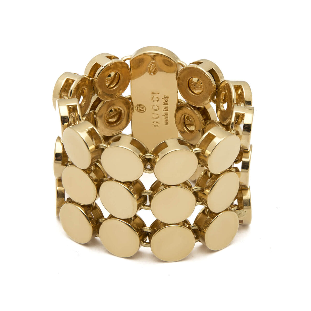 Anello Gucci fascia morbida collezione Courrege in oro giallo