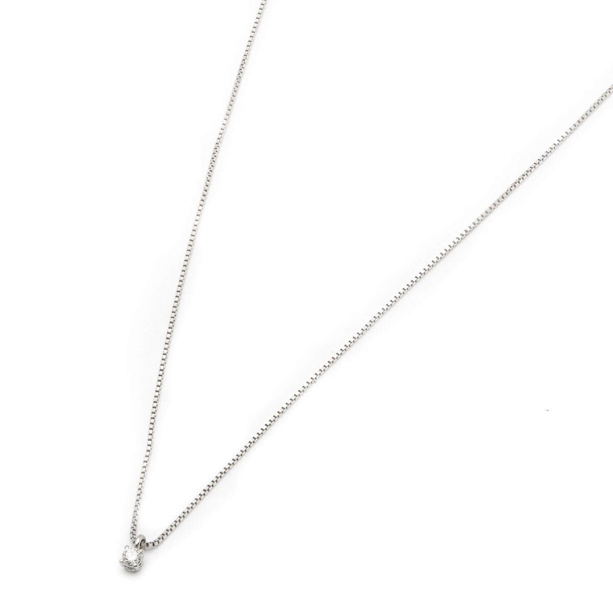 Catenina punto luce in oro bianco e diamante 0,05ct