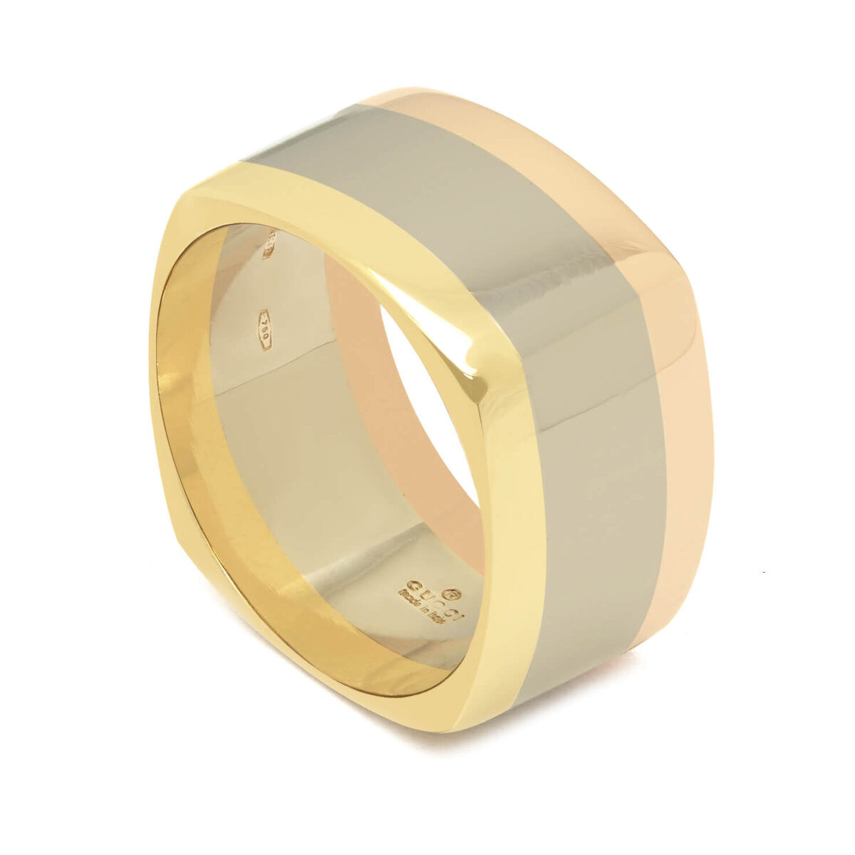 Anello Gucci fascia squadrata tre ori