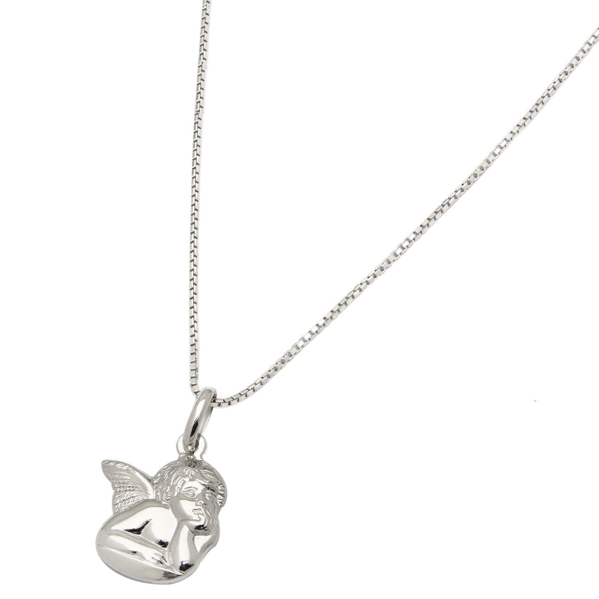 Collana in oro bianco con ciondolo angioletto