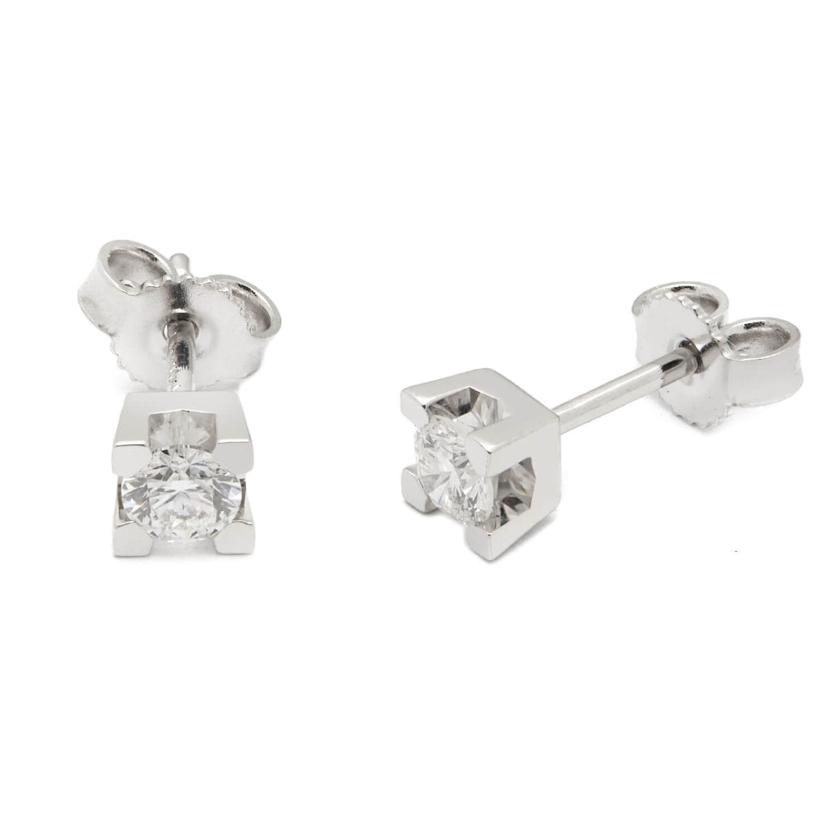 Orecchini punto luce torniti con diamanti 0,44ct