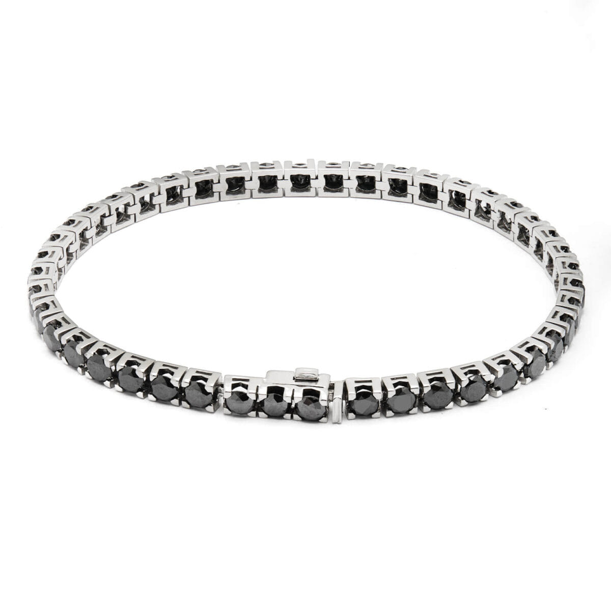 Bracciale tennis in oro bianco con diamanti neri 11ct