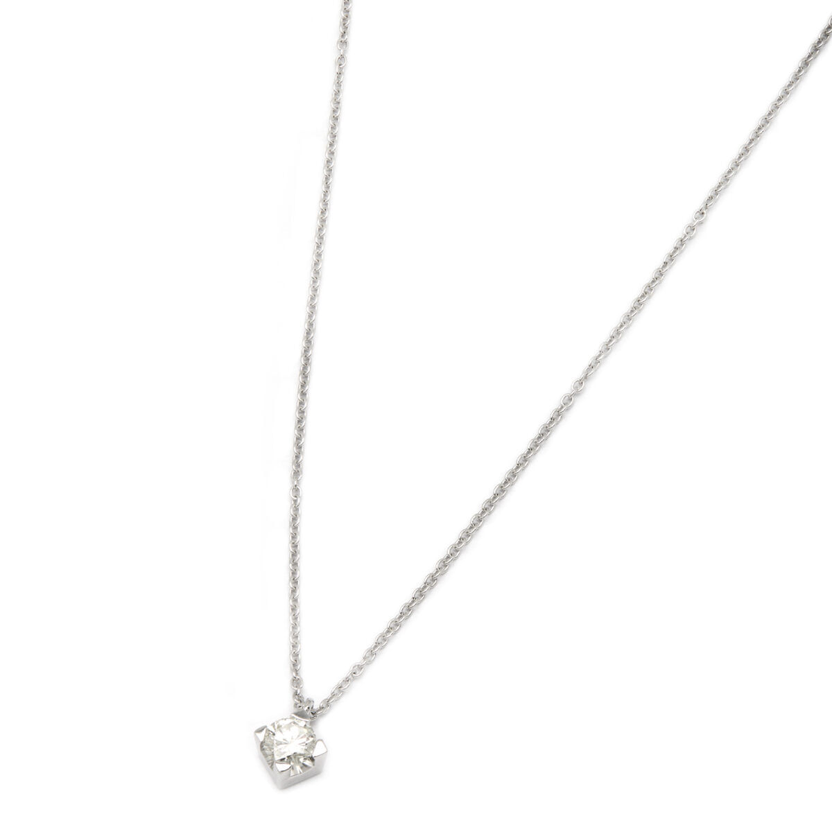 Collana punto luce in oro bianco con diamante 0,20ct