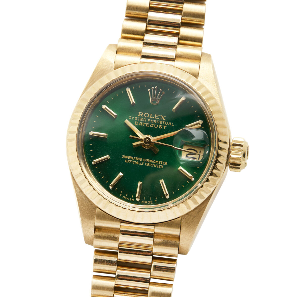 Rolex Lady Datejust President 26mm green dial 18kt ref 6917