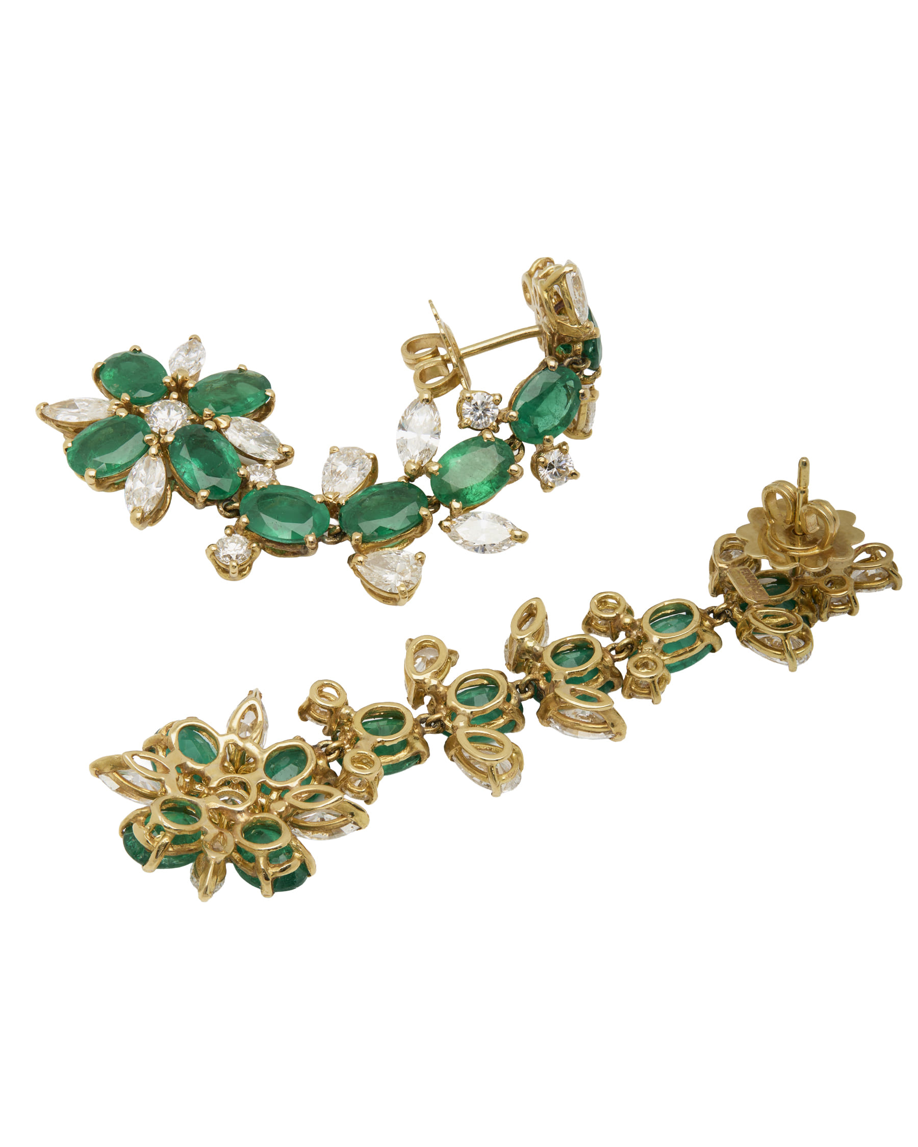 ORECCHINI MORONI PENDENTI IN ORO GIALLO CON SMERALDI E DIAMANTI-2