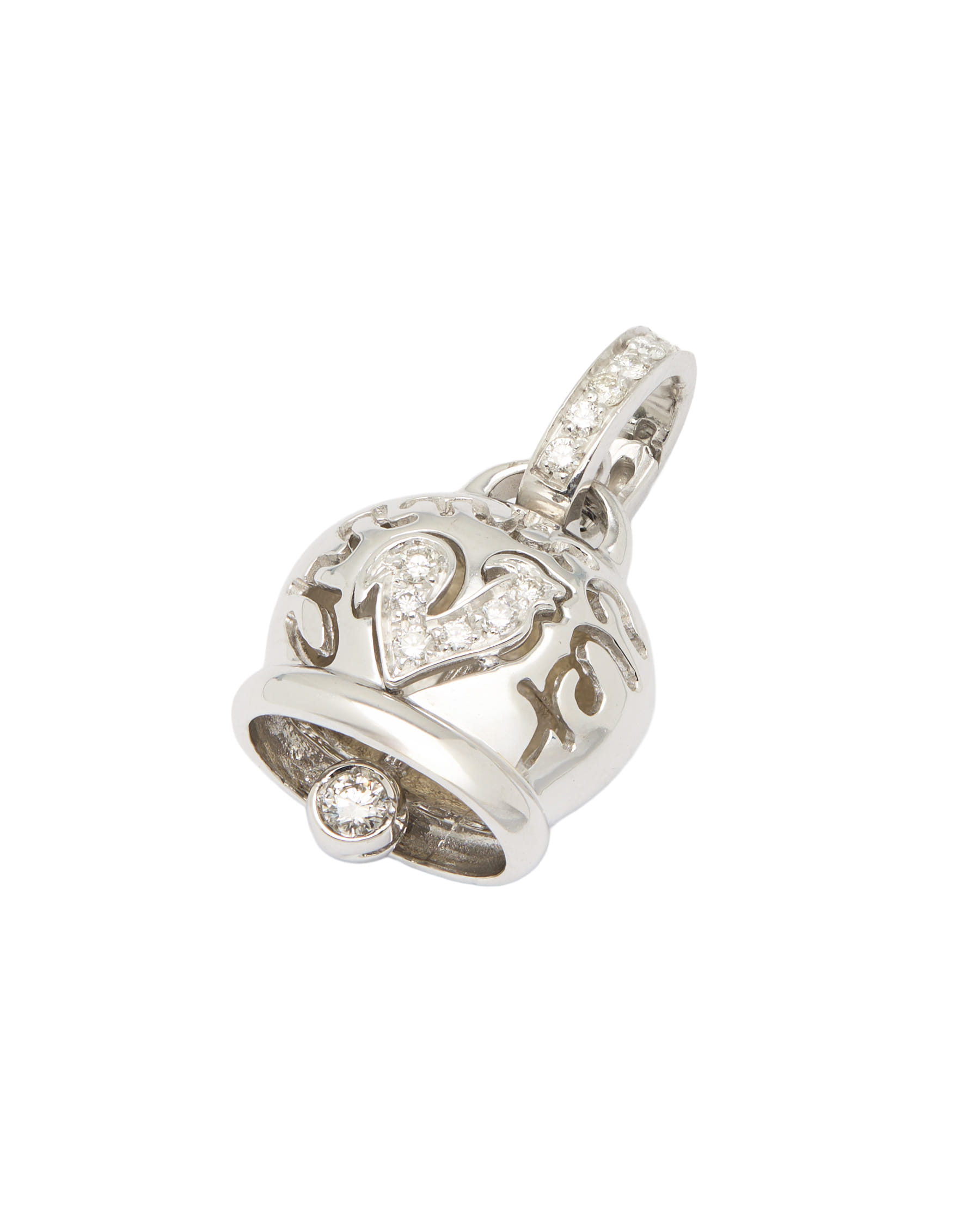 Ciondolo chantecler campanella media in oro bianco con diamanti