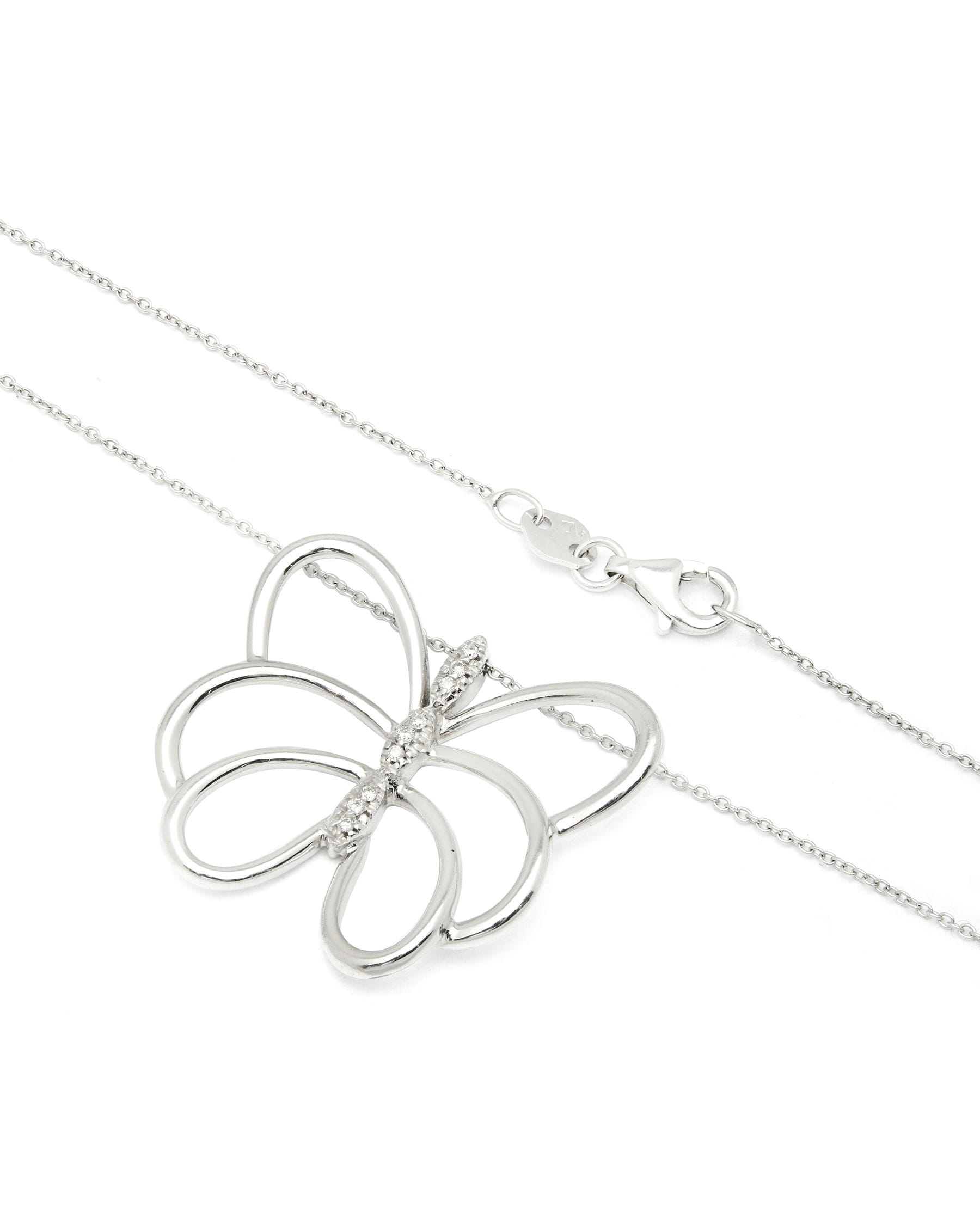 collana con ciondolo farfalla in oro bianco e diamanti (2)
