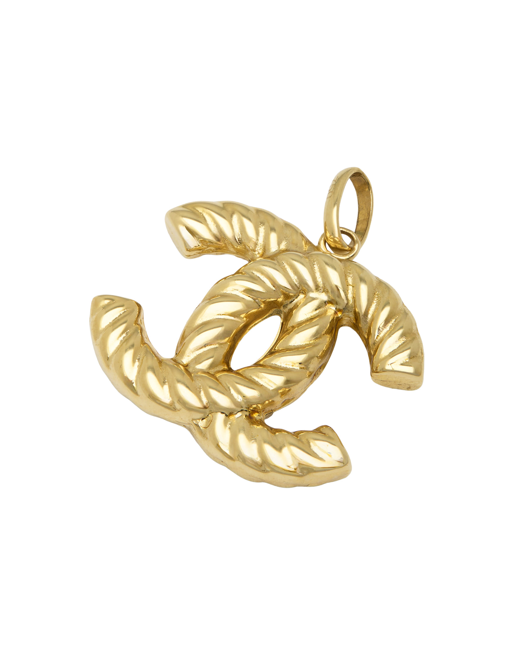 Ciondolo doppia c in oro giallo stile chanel-2