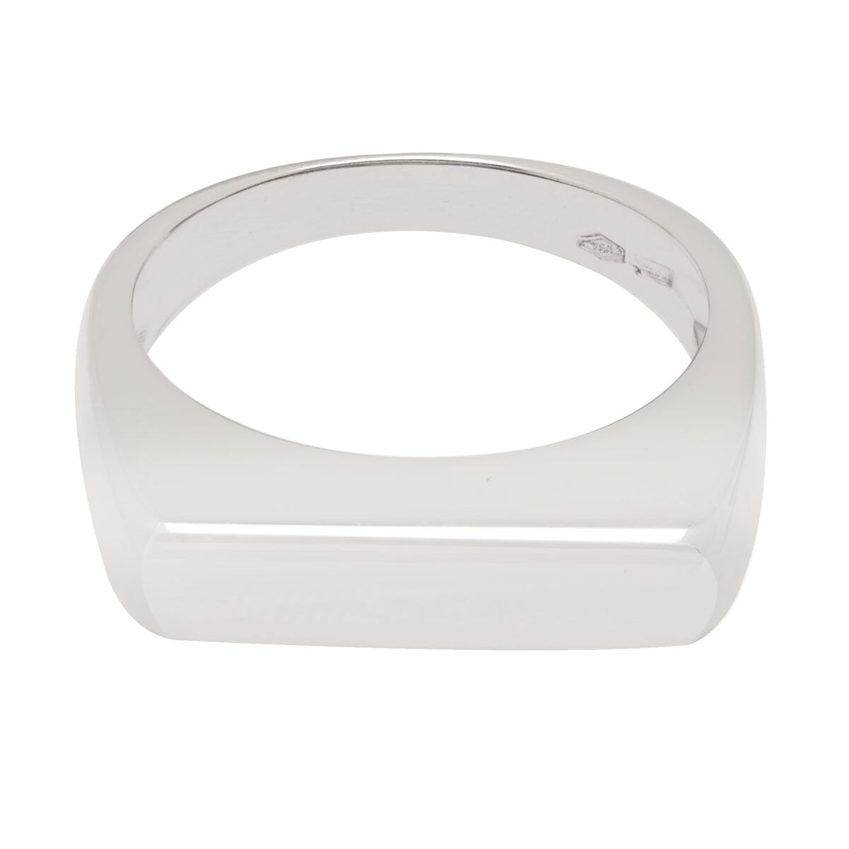 Anello in oro bianco di forma rettangolare