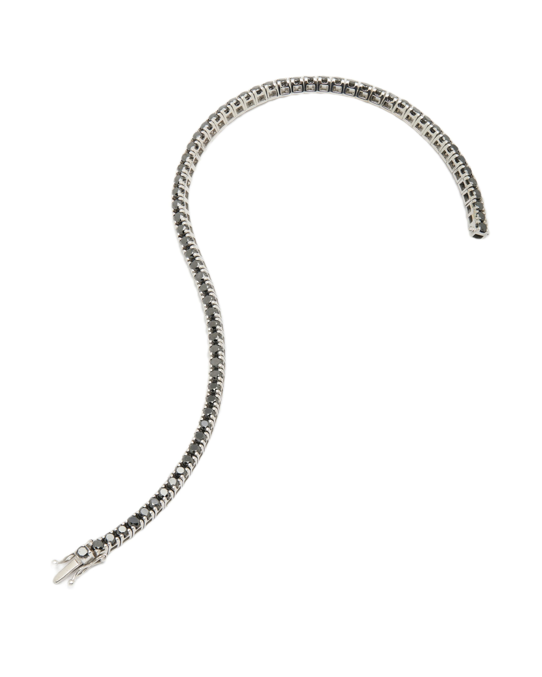 Bracciale tennis oro bianco con diamanti neri-2