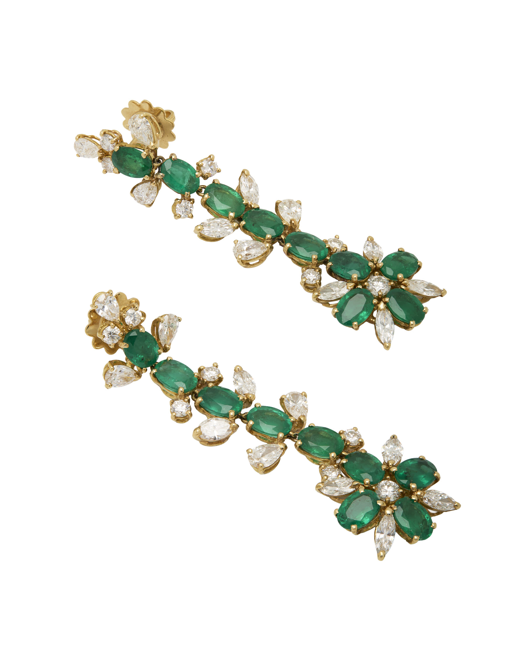 ORECCHINI MORONI PENDENTI IN ORO GIALLO CON SMERALDI E DIAMANTI-1