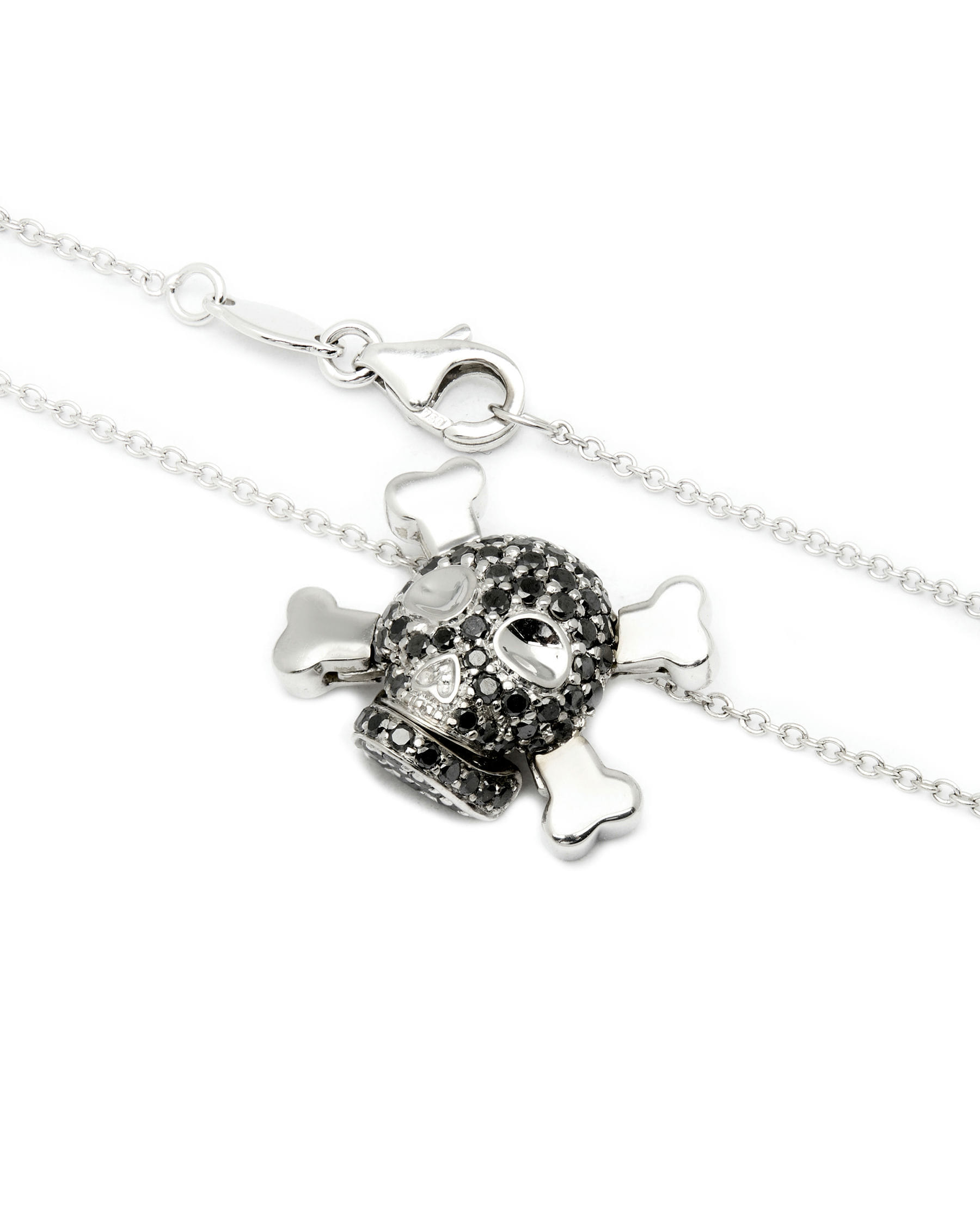 collana oro bianco con ciondolo teschio e diamanti neri (2)