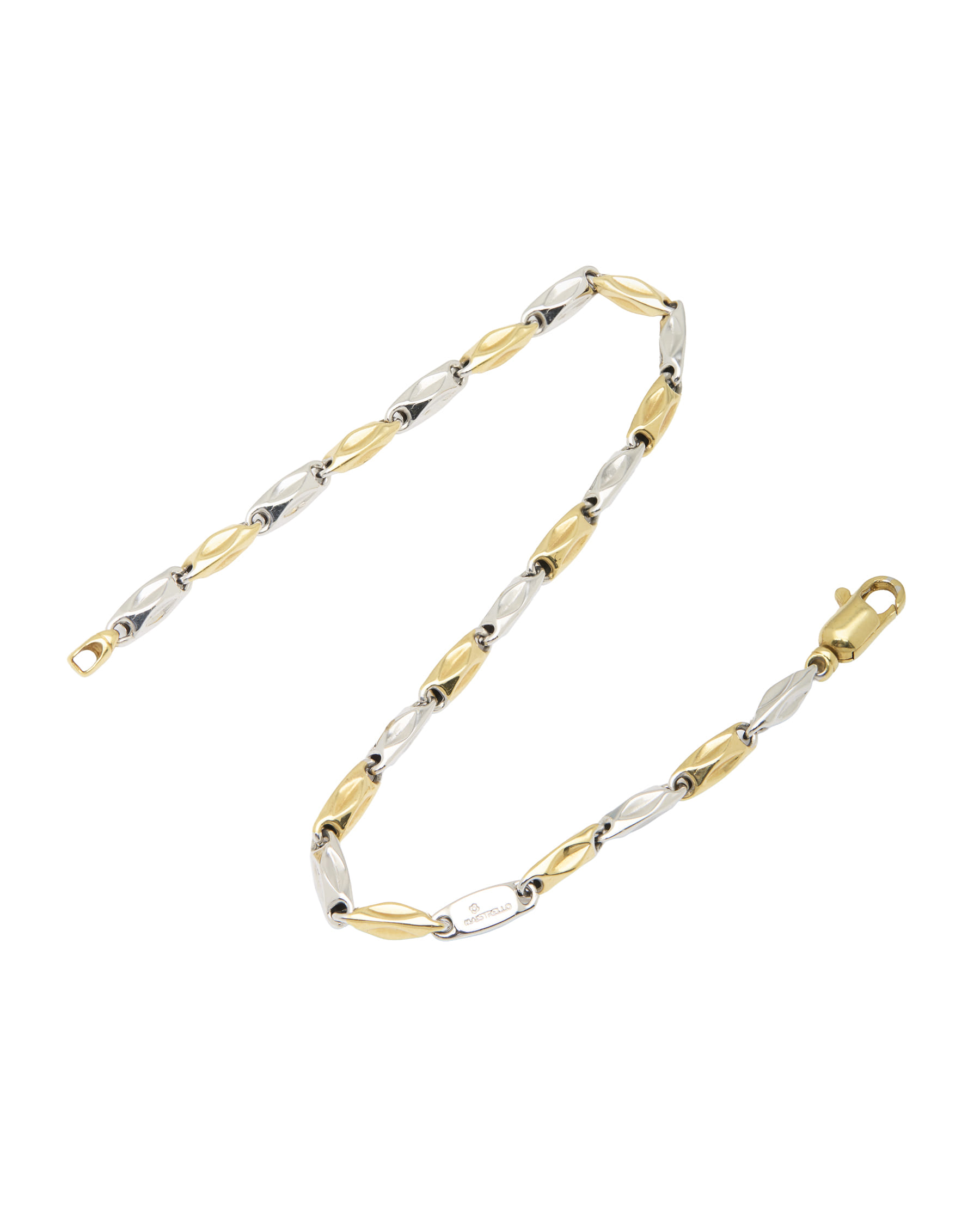 Bracciale chicchi di riso oro giallo e bianco-2