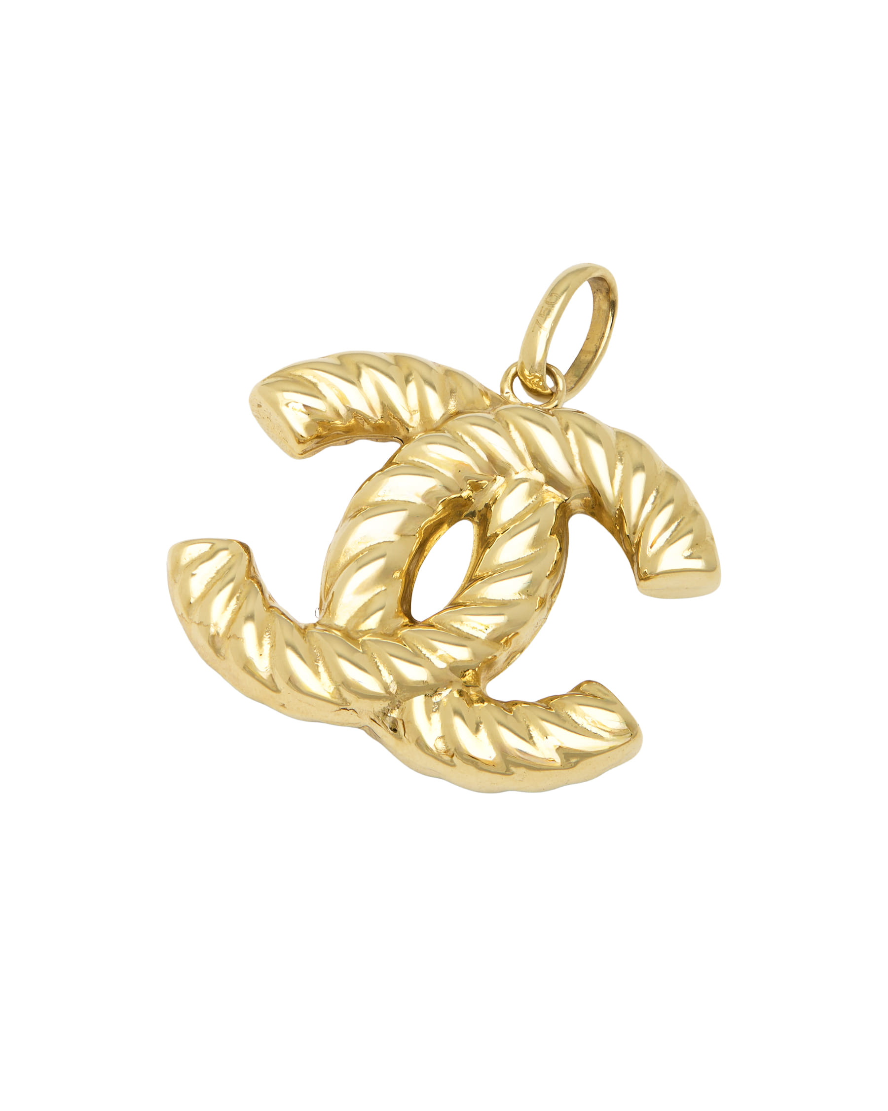 Ciondolo doppia c in oro giallo stile chanel-1