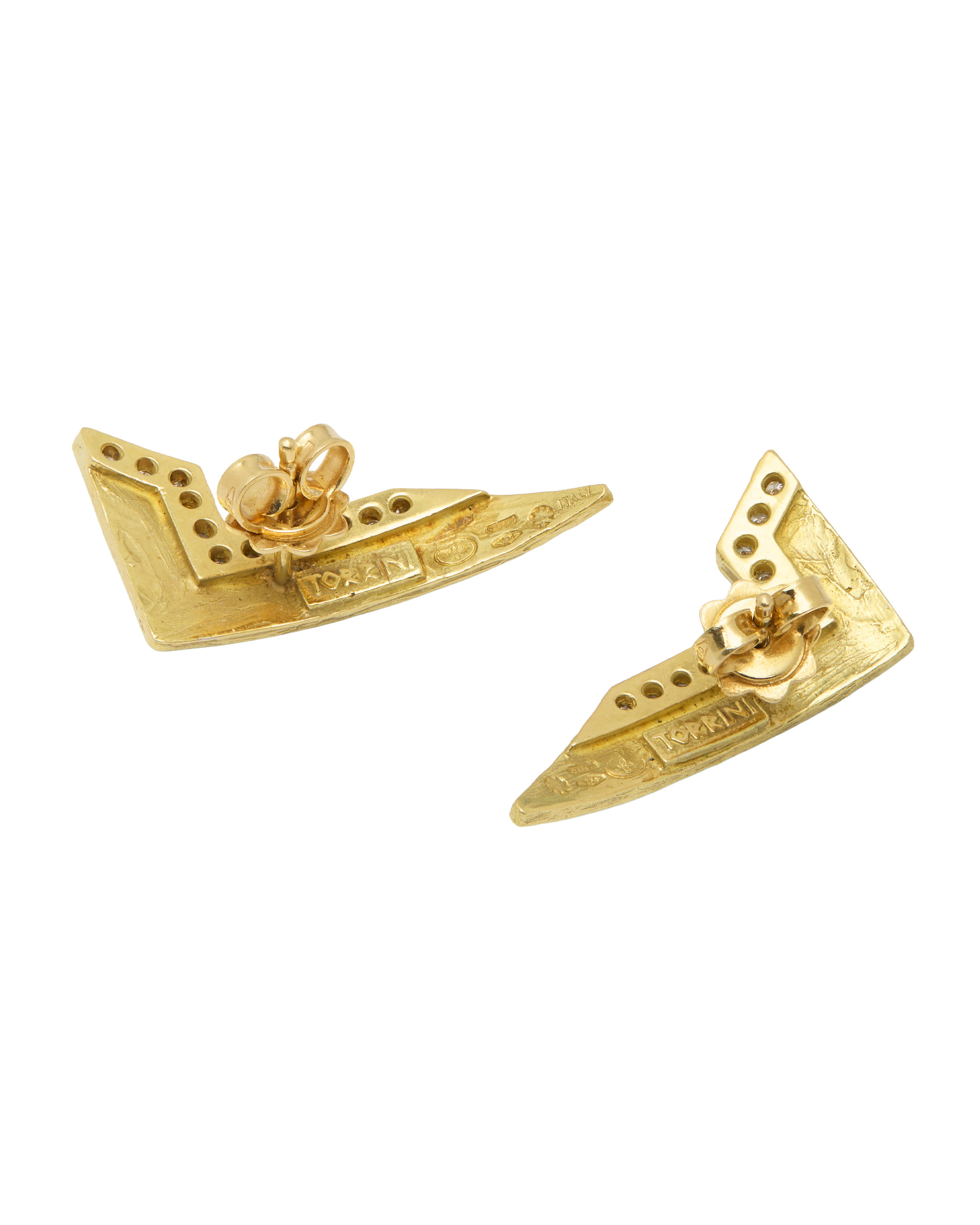 Orecchini torrini in oro giallo e bianco con diamanti-2