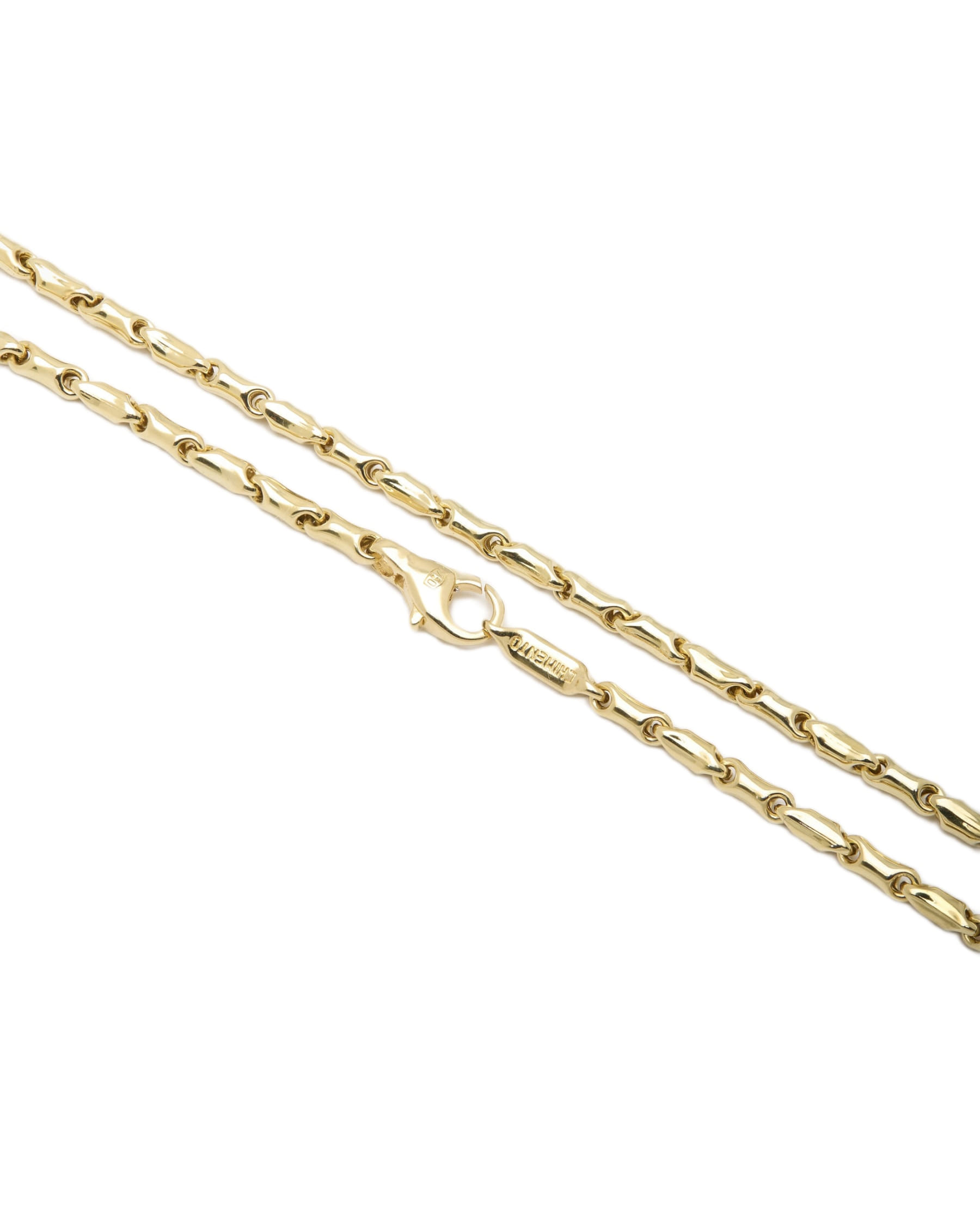 Collana chimento maglia chicchi di riso oro giallo 18 kt-2