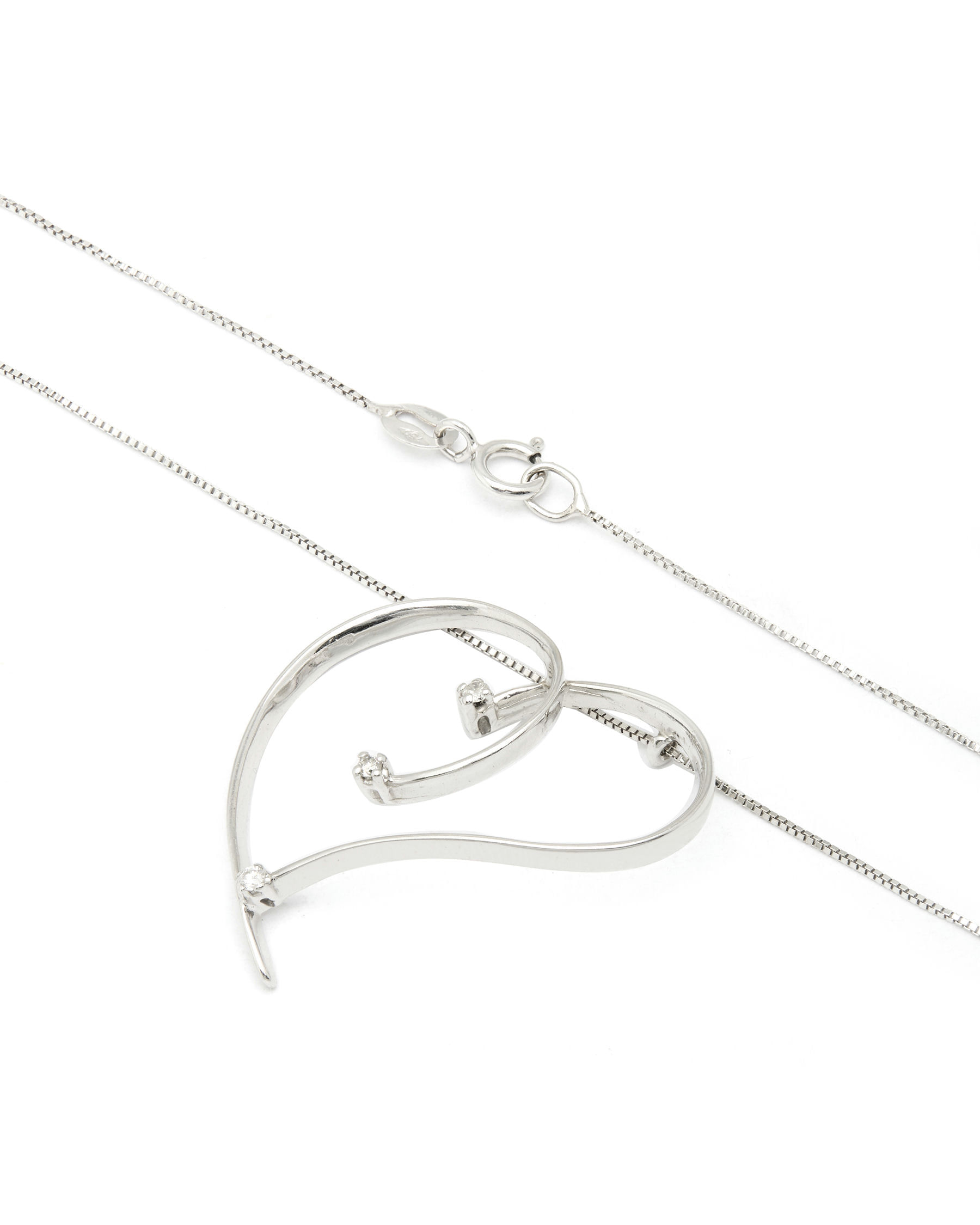 Catenina oro bianco con ciondolo cuore e diamanti (2)