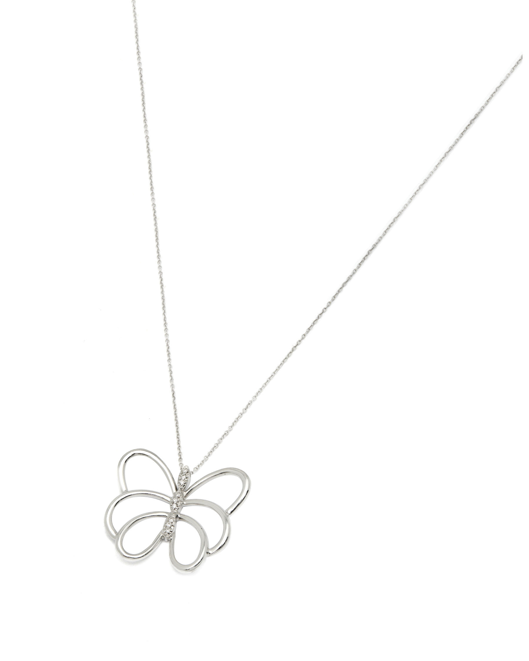 collana con ciondolo farfalla in oro bianco e diamanti (1)