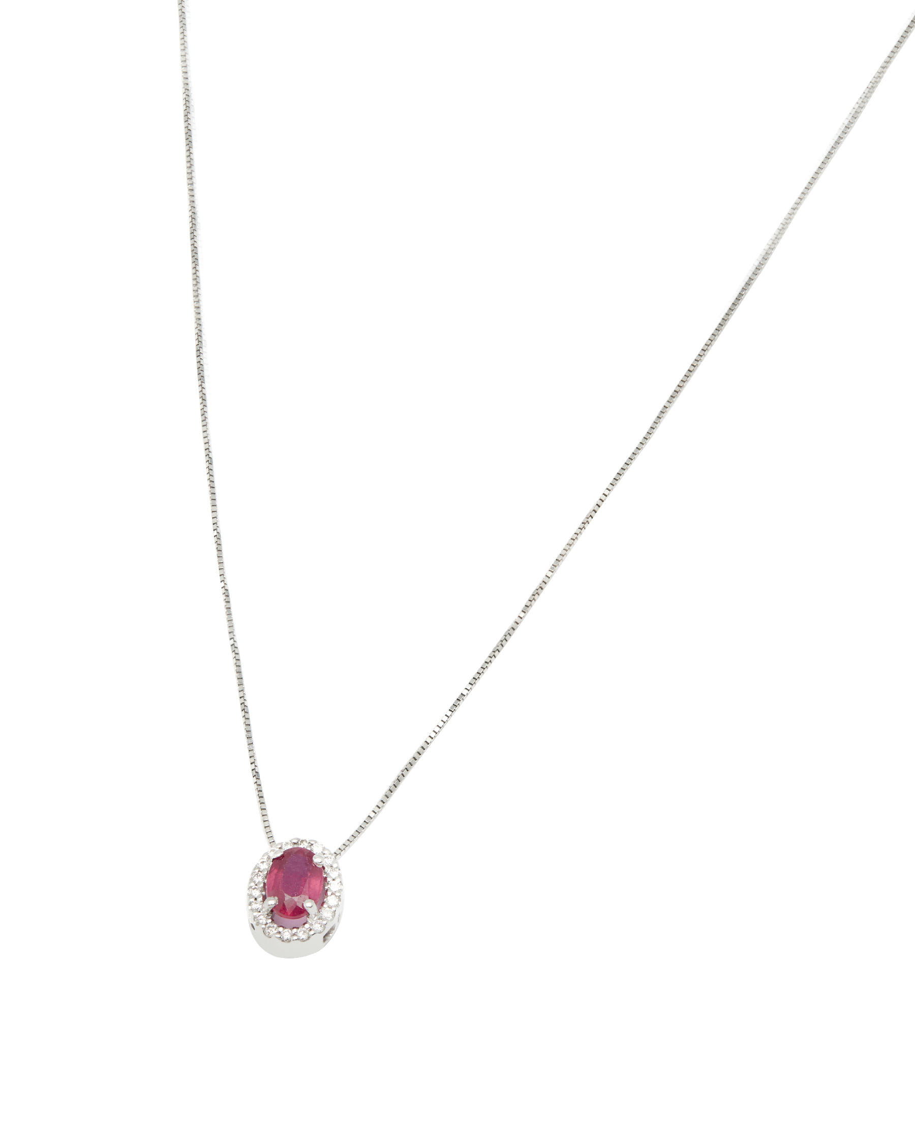 collana in oro bianco con ciondolo rubino e diamanti (1)