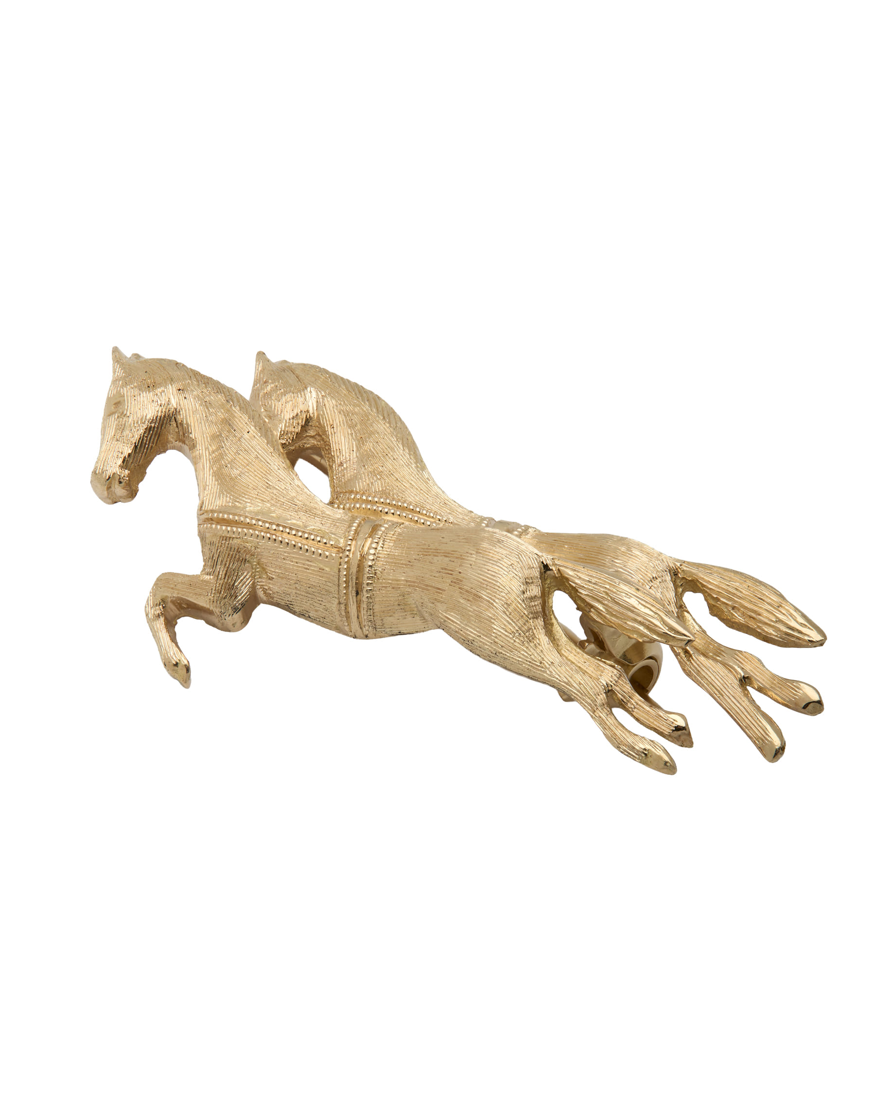 Spilla con due cavalli in oro giallo-1