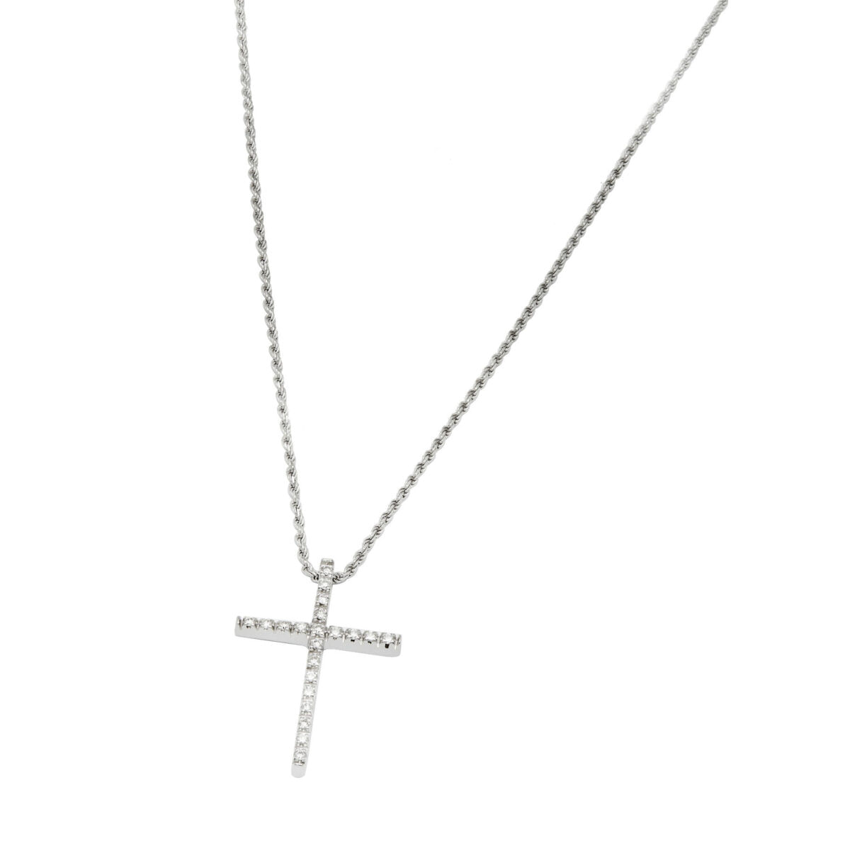 catenina oro bianco con ciondolo croce e diamanti (1)