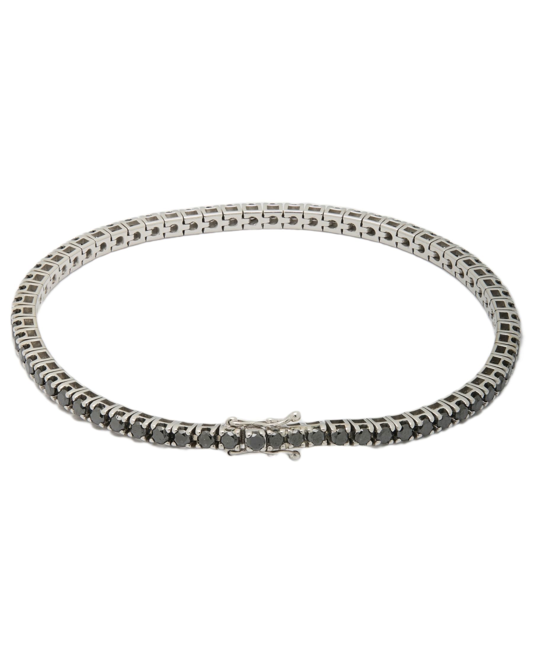 Bracciale tennis oro bianco con diamanti neri-1