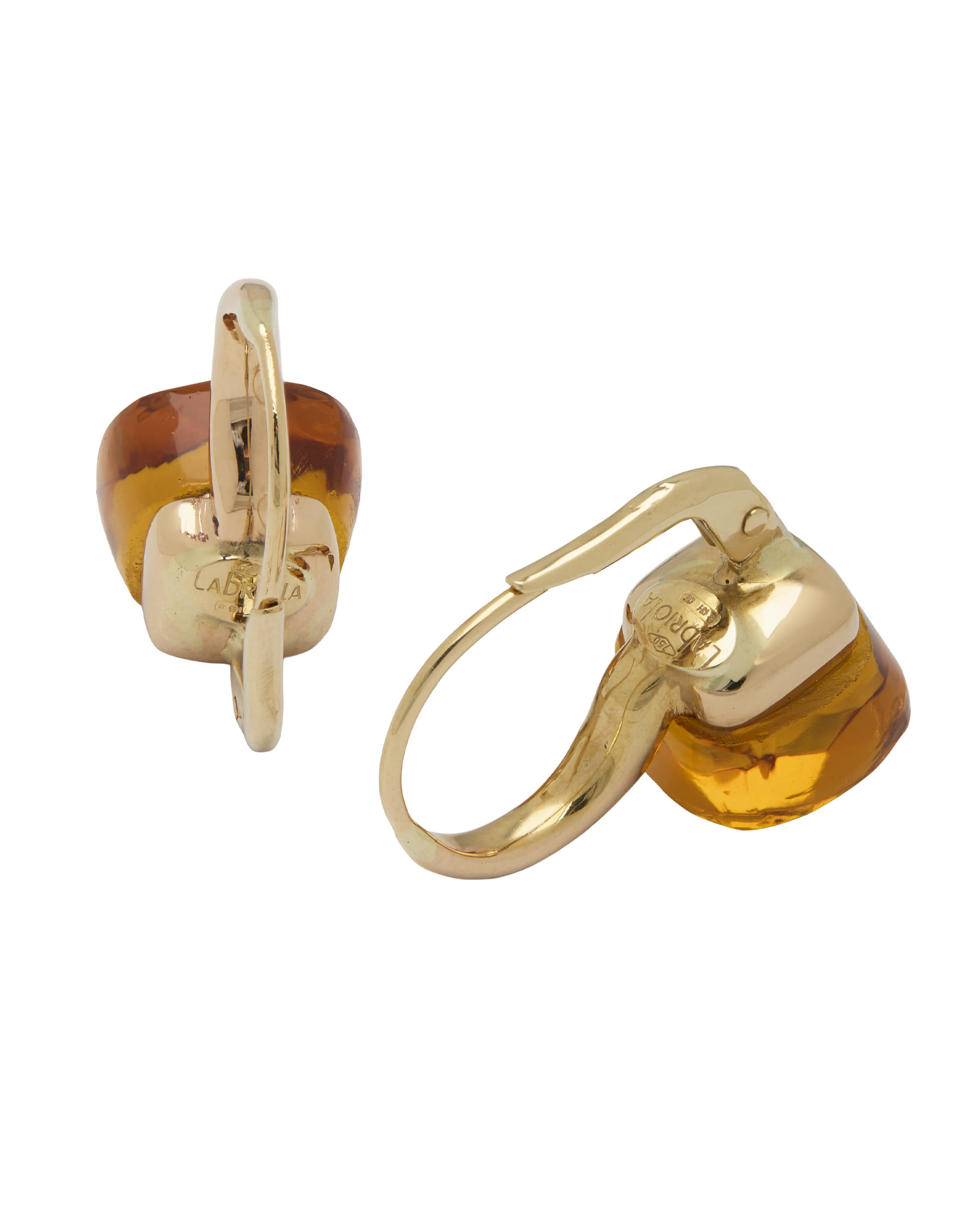 ORECCHINI LABRIOLA MODELLO NUDO ORO GIALLO CON 2 TOPAZI-2
