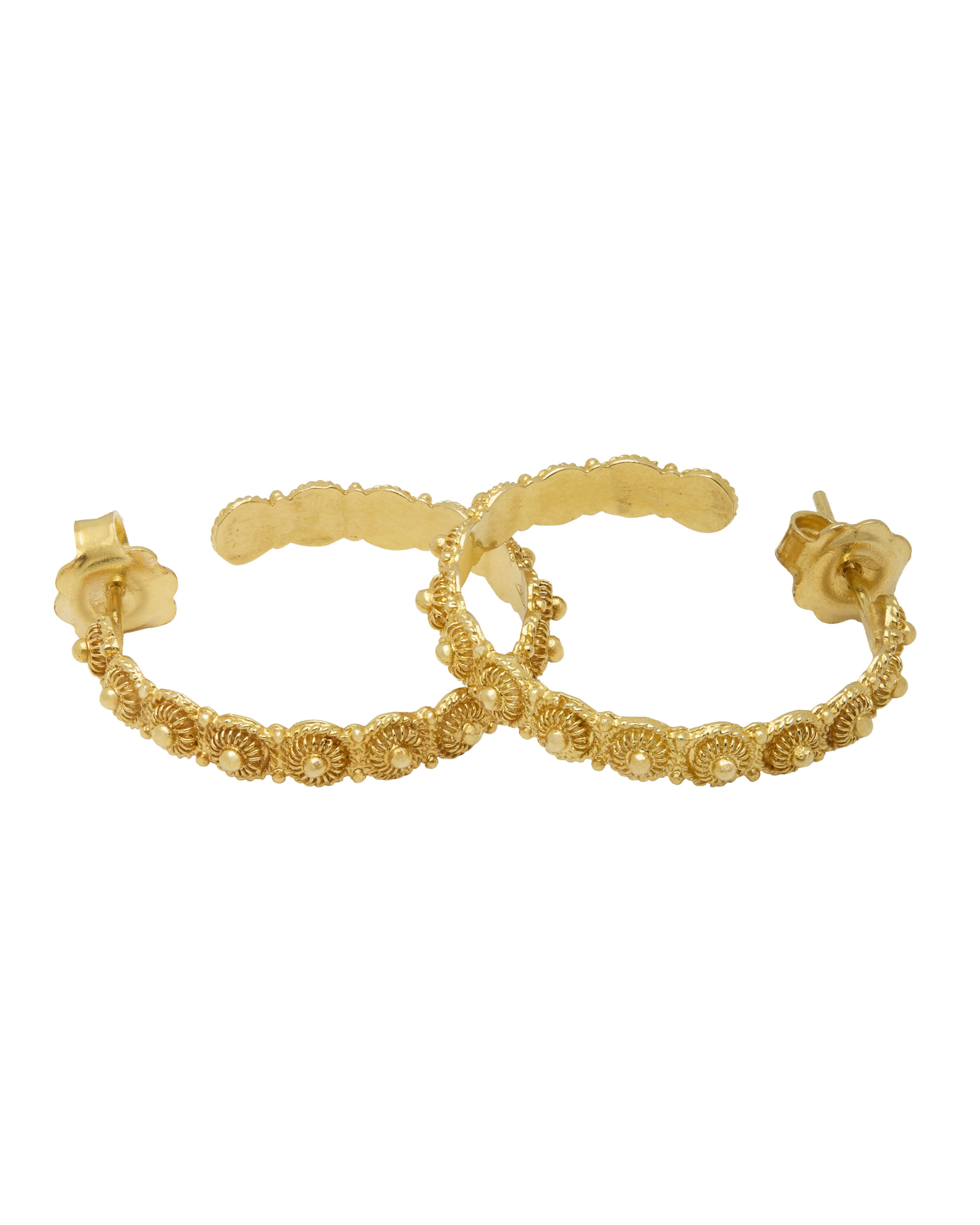 Orecchini cerchio pira dorgali in filigrana sarda in oro giallo 18 kt-1