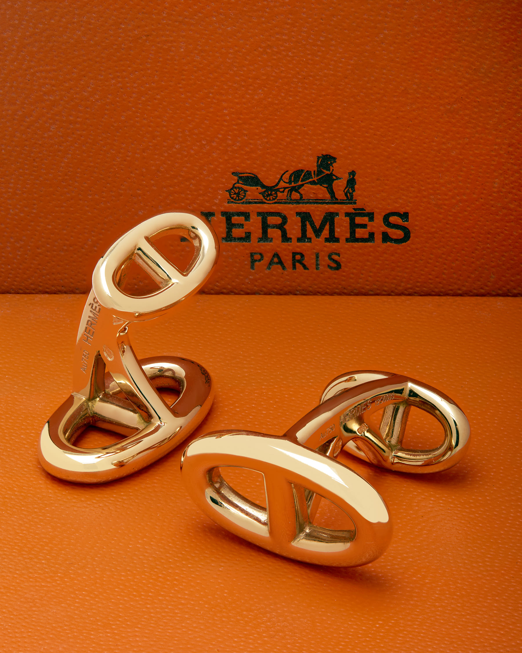 Gemelli hermes chaine d'ancre in oro rosa 18 kt-3