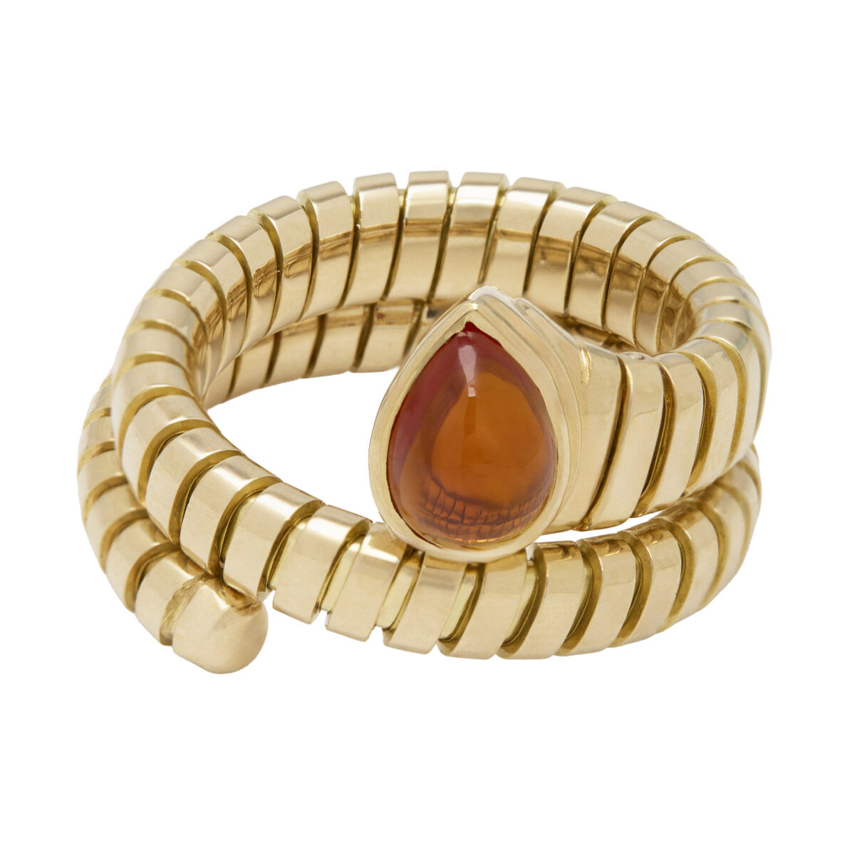 Anello bulgari tubogas serpente in oro giallo e topazio cabochon-1