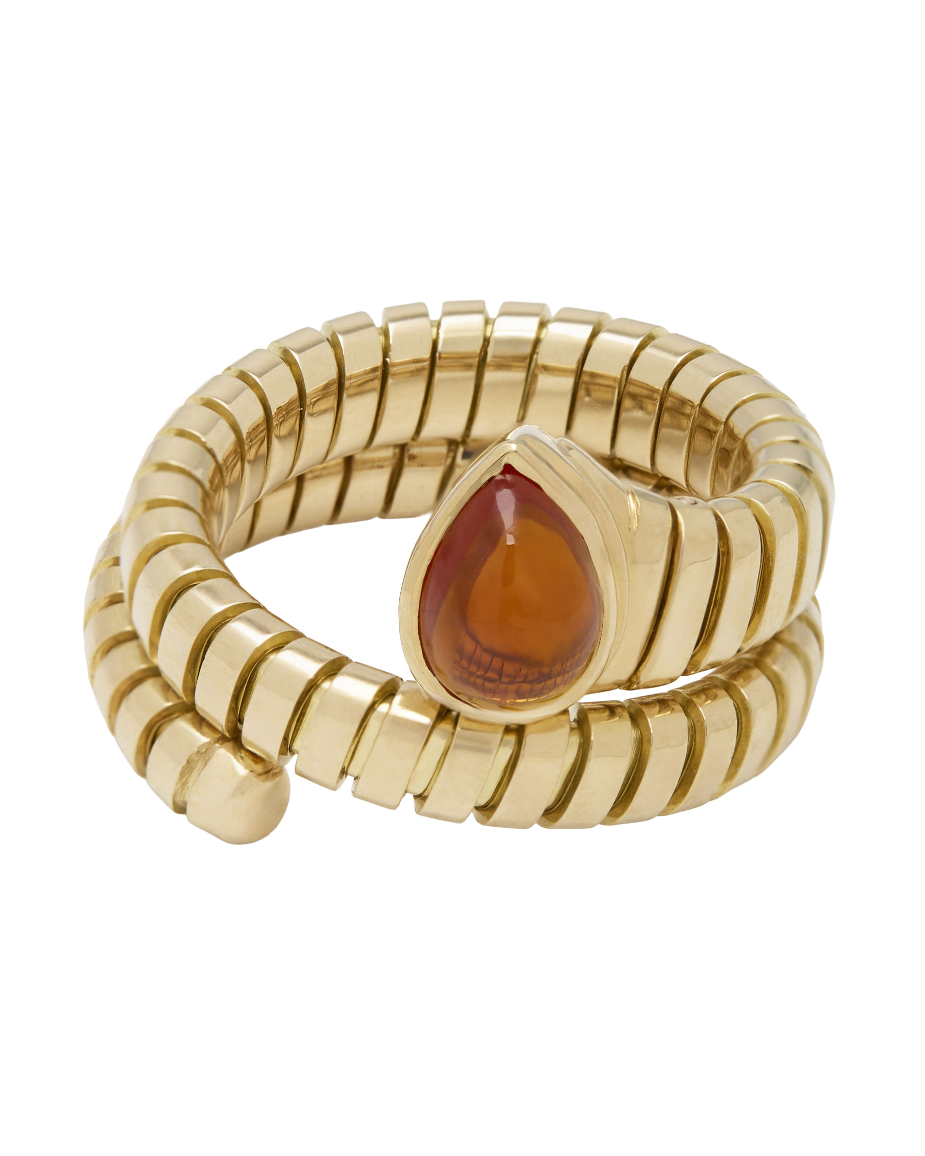 Anello bulgari tubogas serpente in oro giallo e topazio cabochon-1