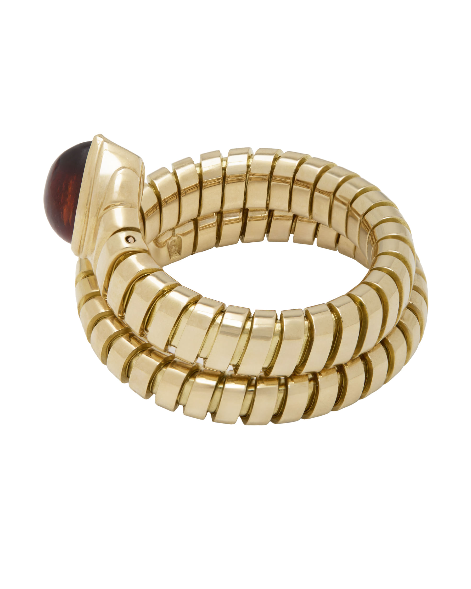 Anello bulgari tubogas serpente in oro giallo e topazio cabochon-2
