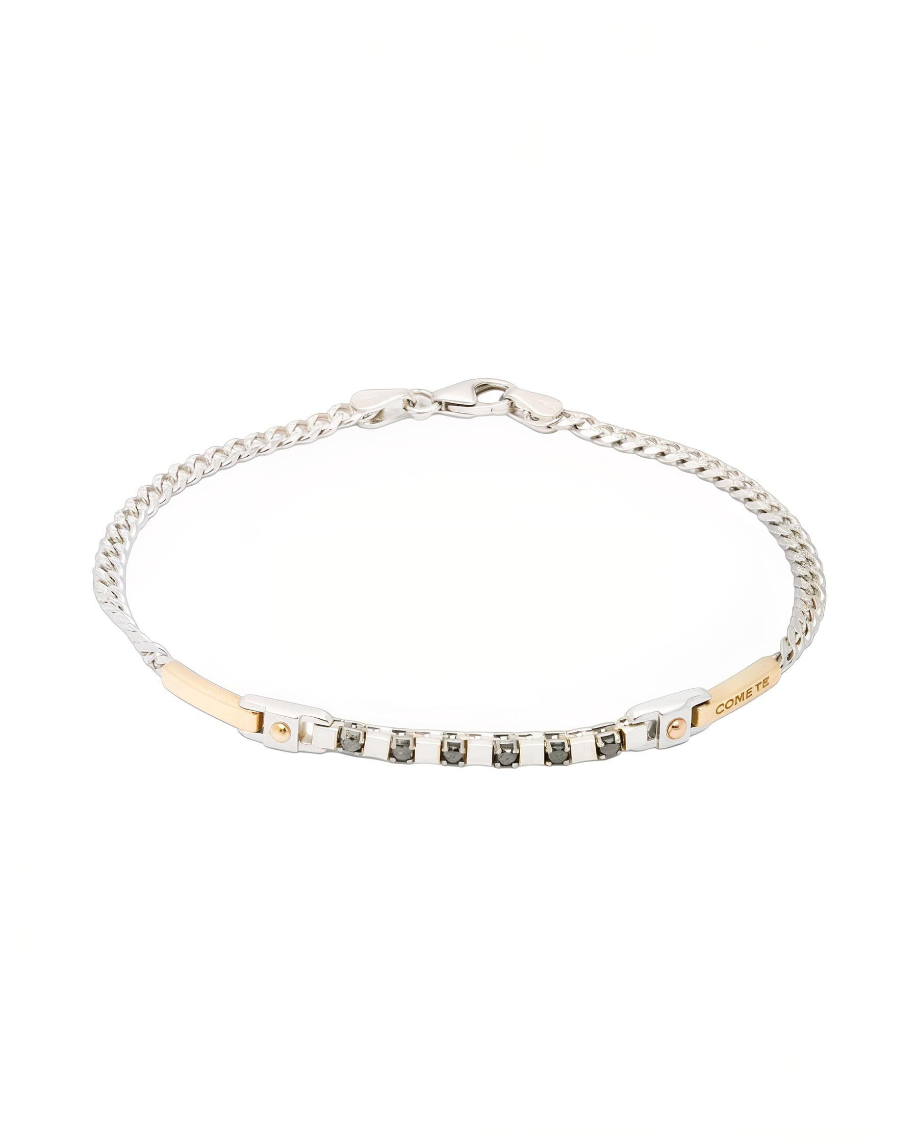 Bracciale comete in oro bianco e rosa con diamanti neri-1