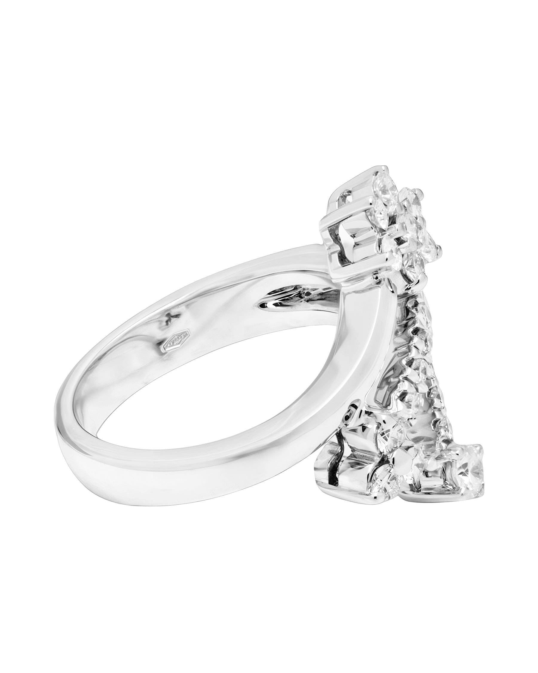 Anello nardelli contrarie fiore in oro bianco con diamanti-2