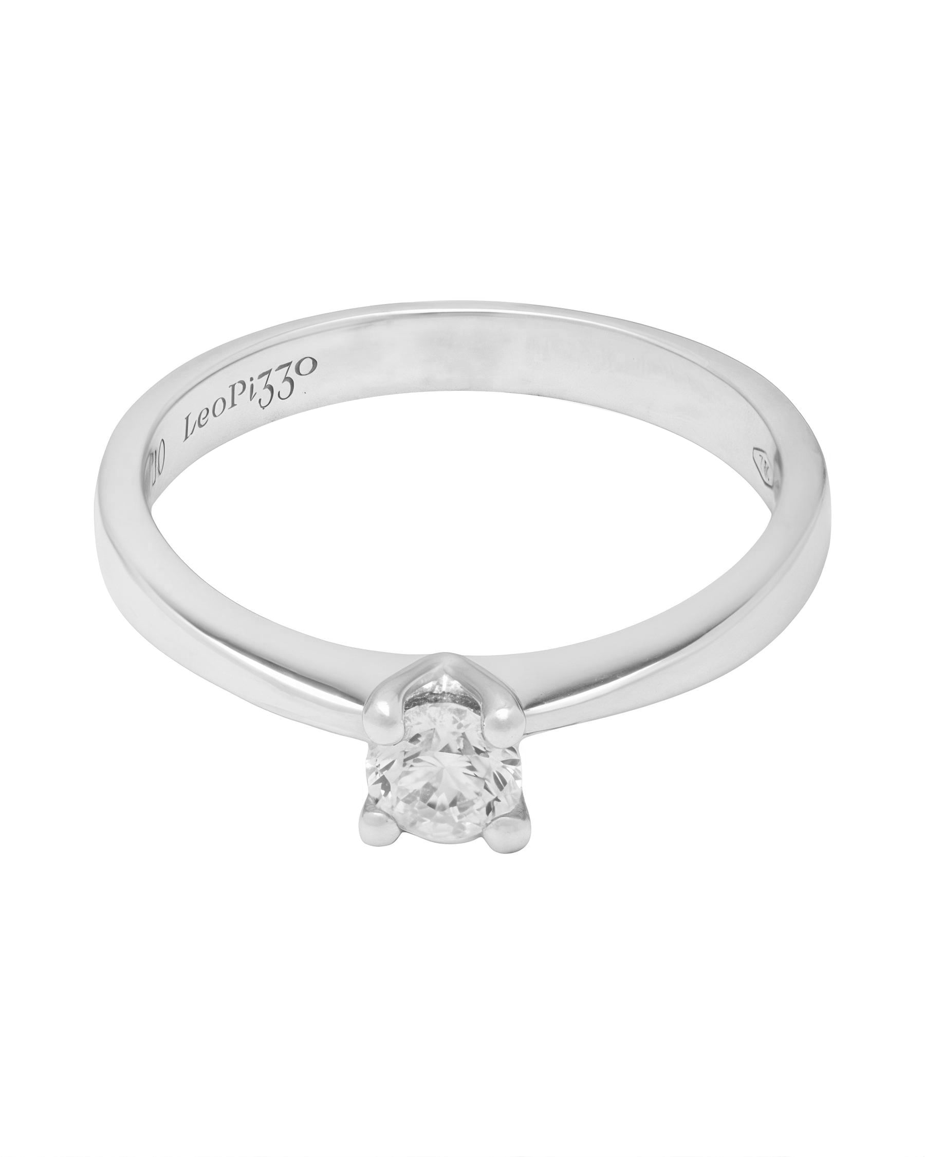 Anello solitario leopizzo in oro bianco con diamante 0,30 ct-1