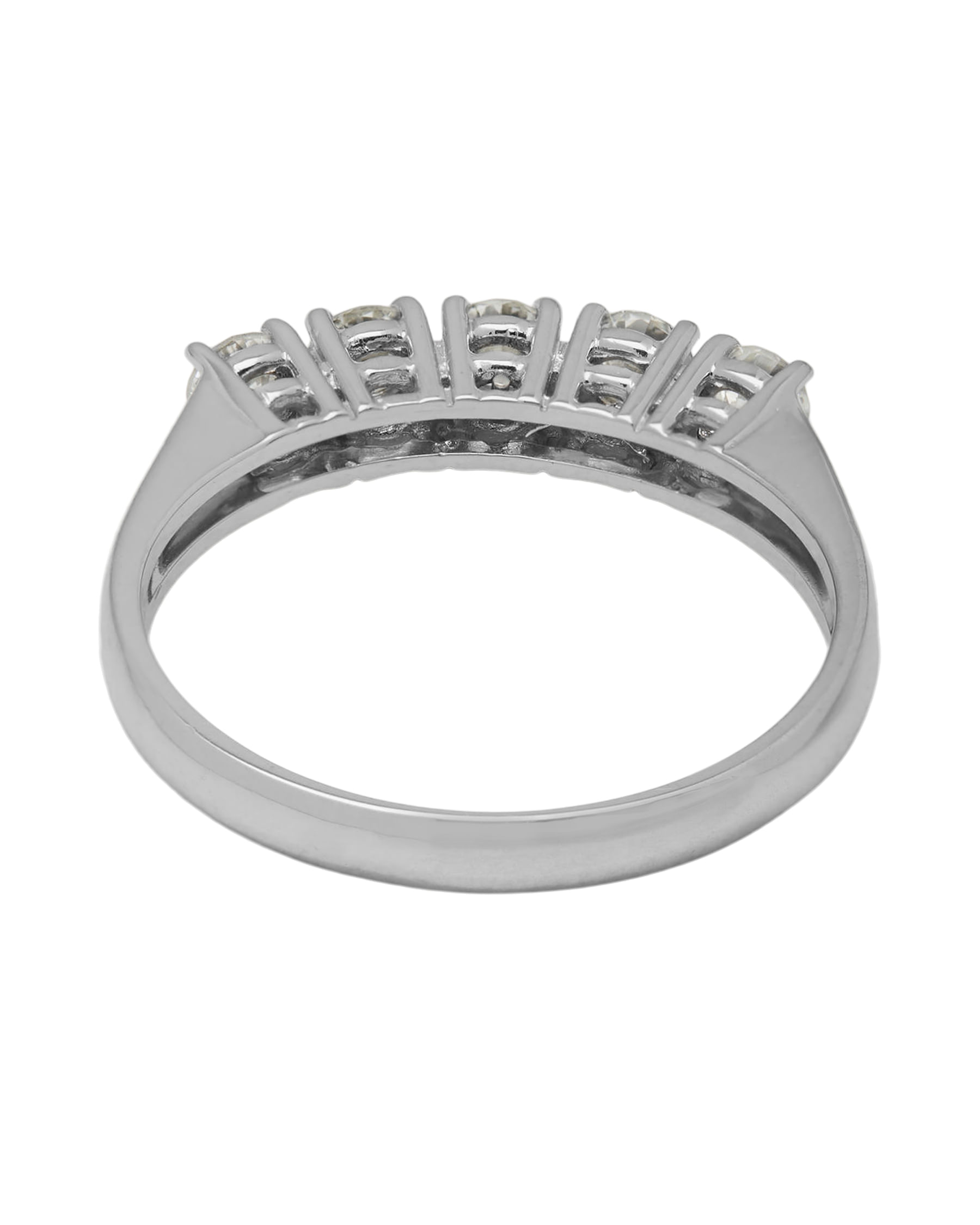 Anello veretta in oro bianco con 5 diamanti 0,50 ct-3