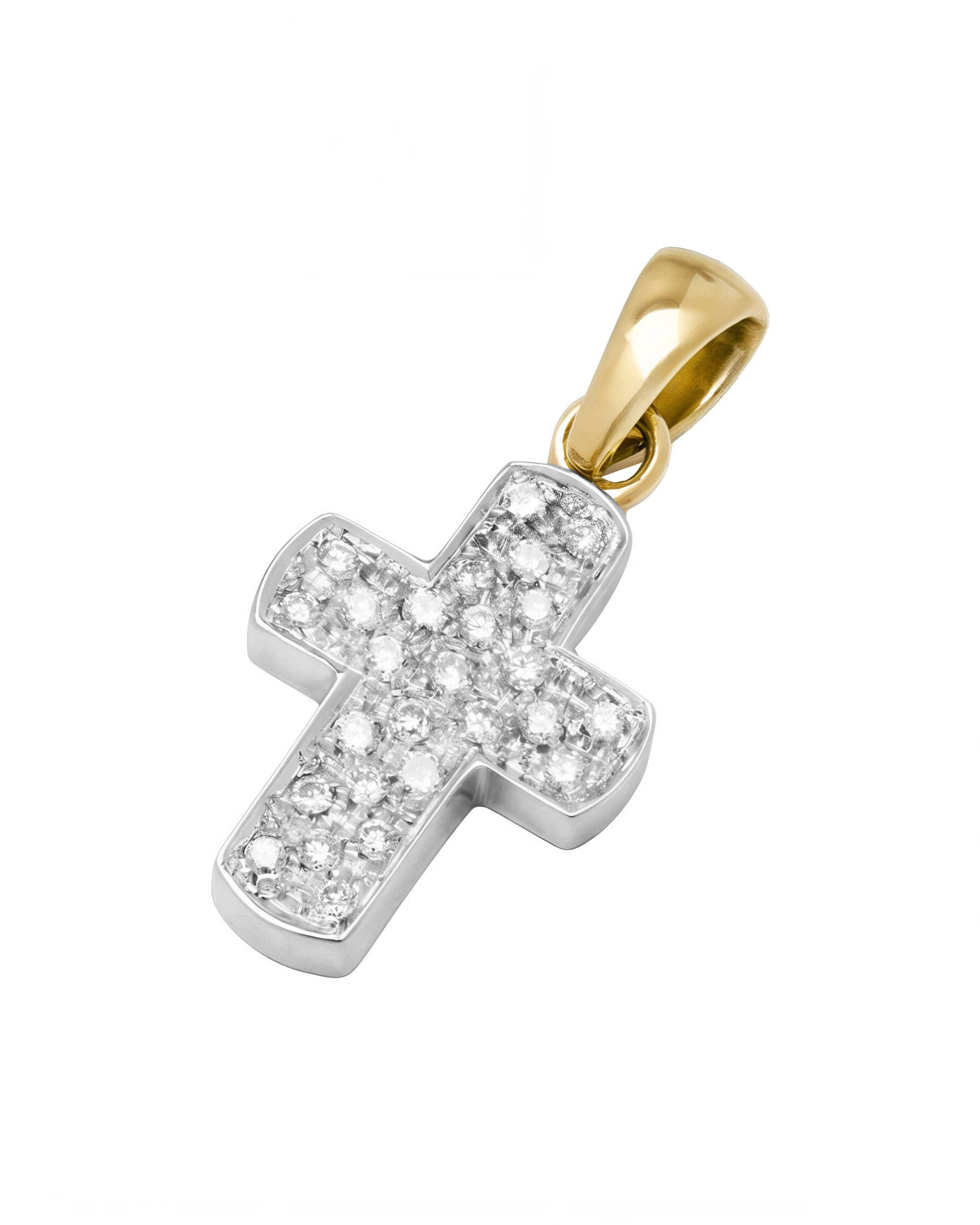 Ciondolo croce oro bianco e giallo con diamanti-1