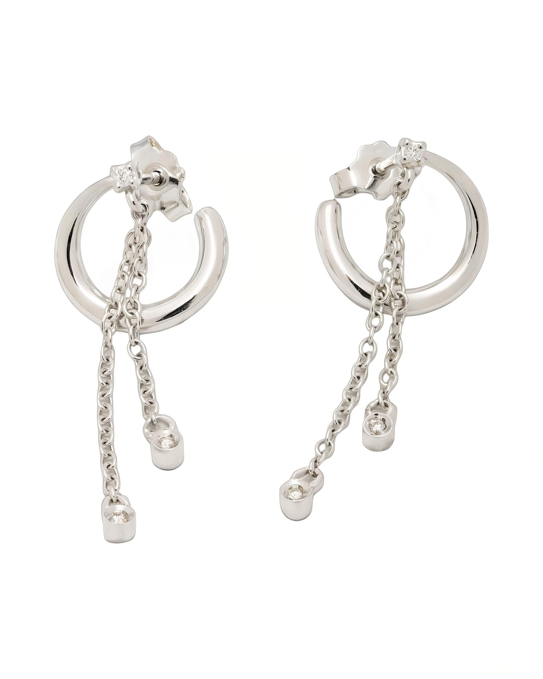 Orecchini recarlo in oro bianco pendenti con diamanti-1