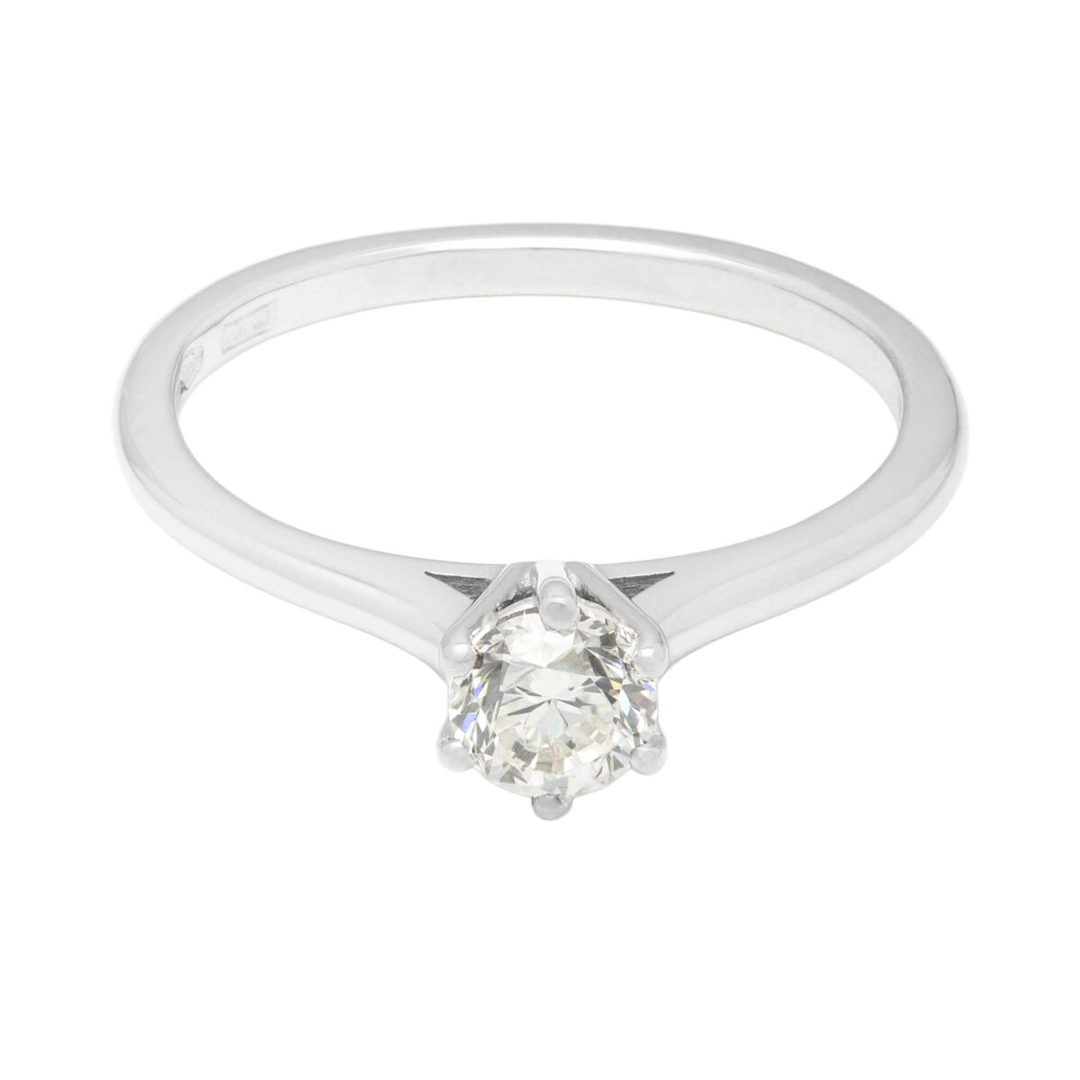 Anello solitario a 6 punte in oro bianco con diamante 0,51 ct-1
