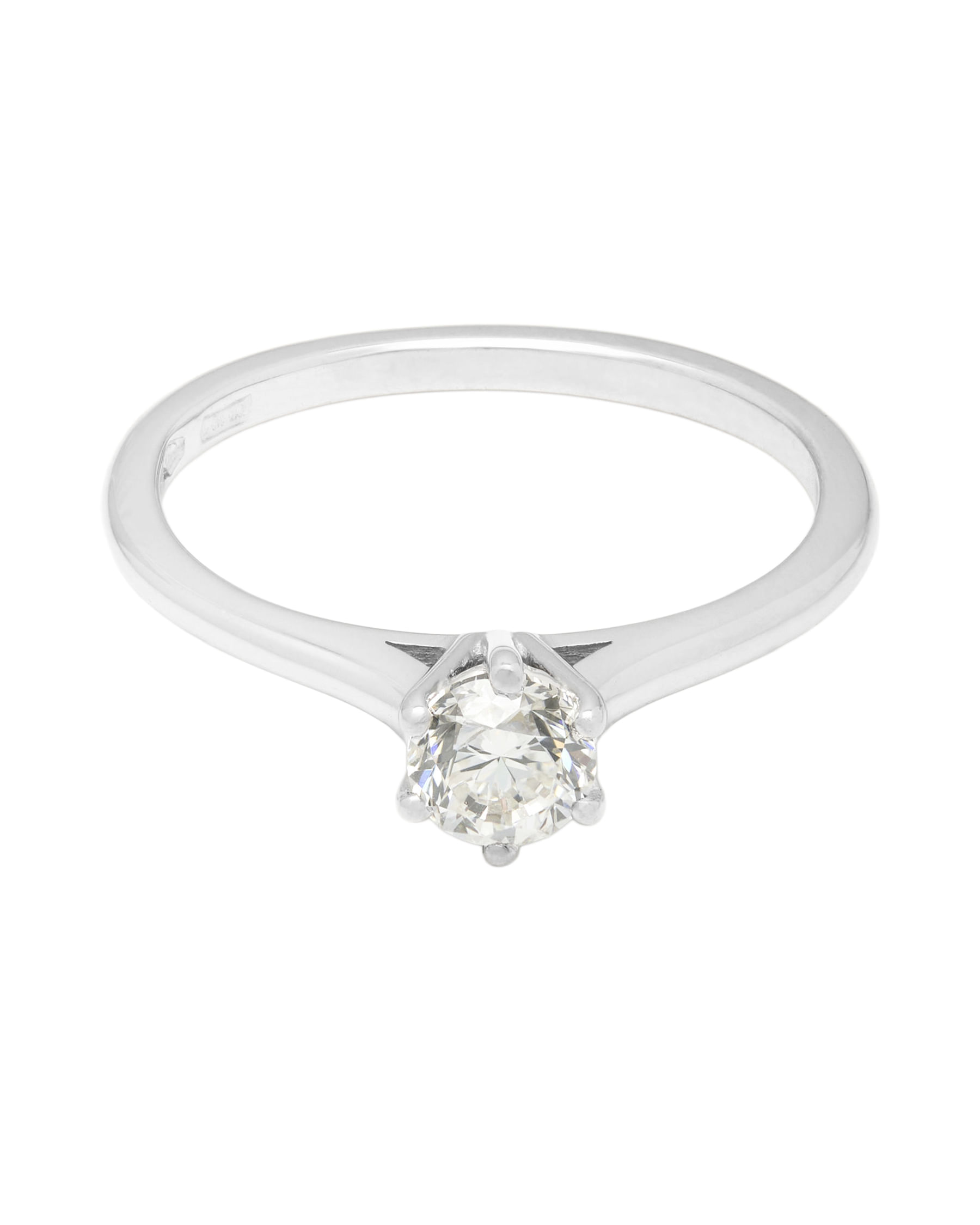 Anello solitario a 6 punte in oro bianco con diamante 0,51 ct-1