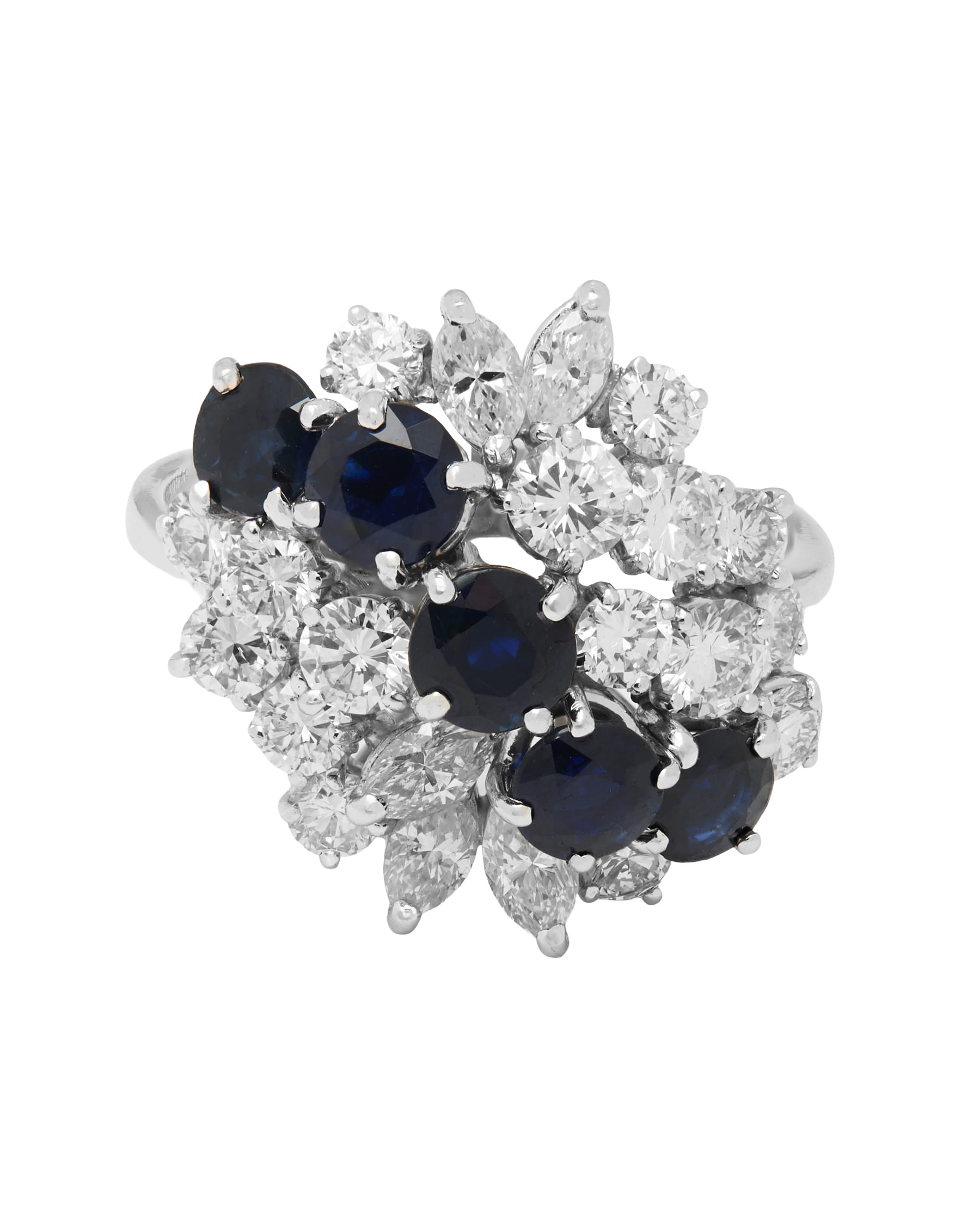 Anello di sparaciari roma con zaffiri e diamanti-1