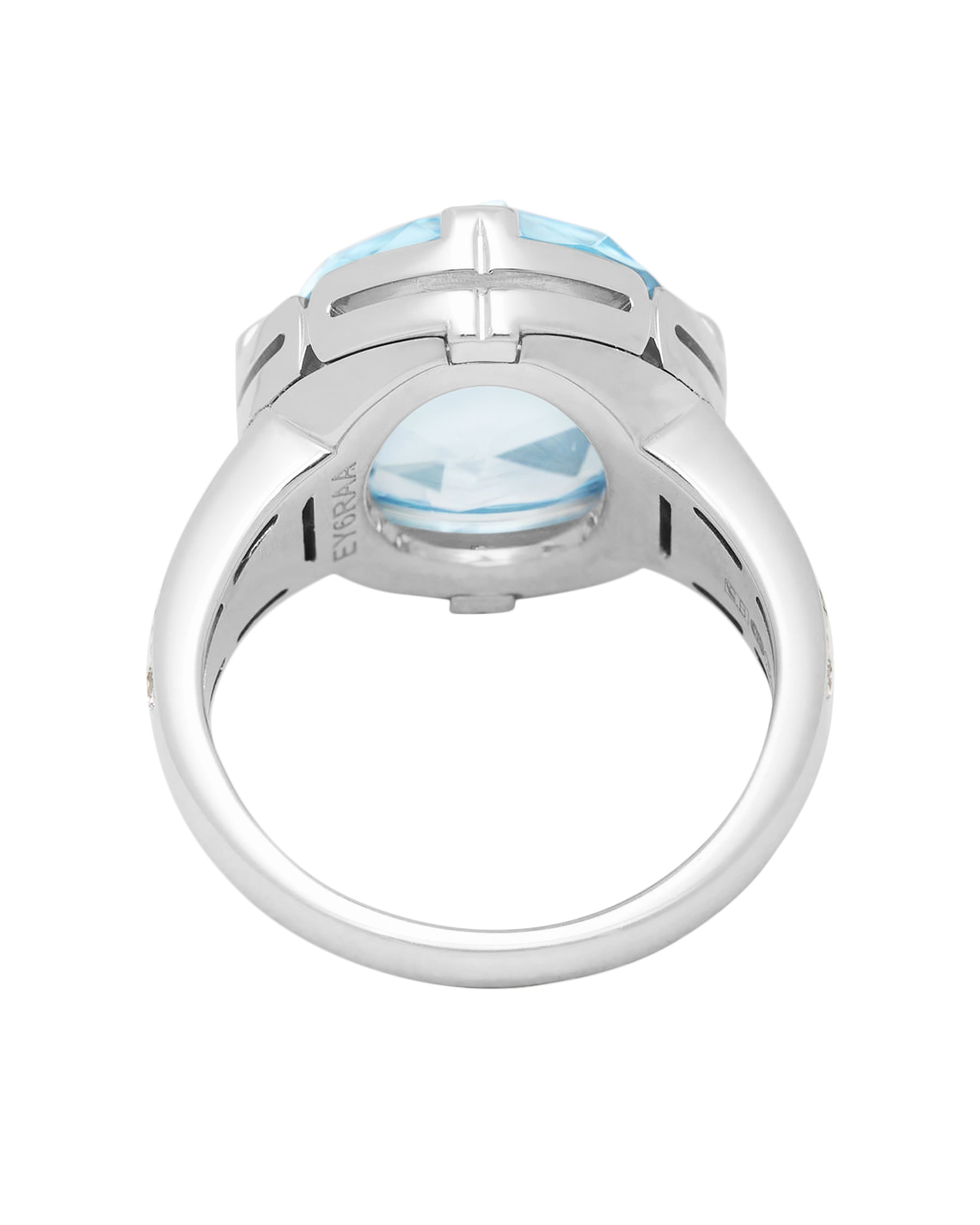 Anello bulgari parentesi cocktail in oro bianco con topazio blu e diamanti-3