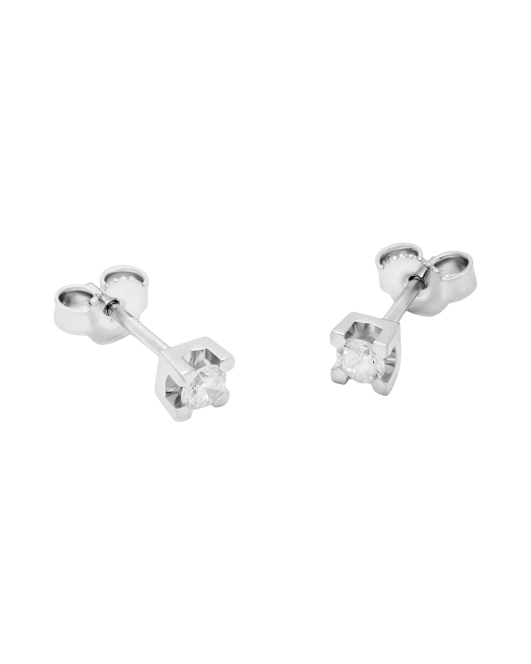 Orecchini puntoluce torniti oro bianco 18kt con diamanti 0,26ct-1