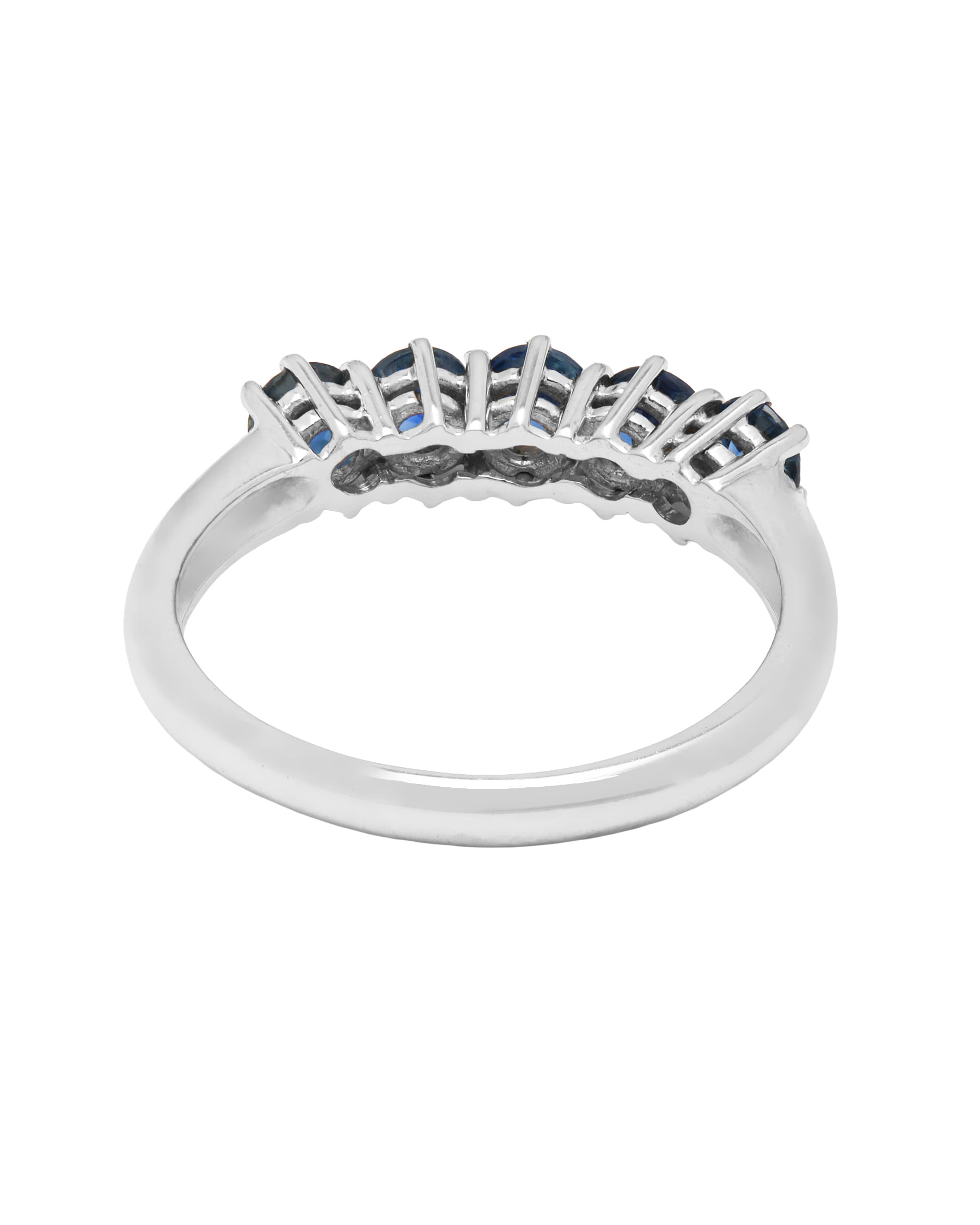 Anello veretta in oro bianco con zaffiri round-3