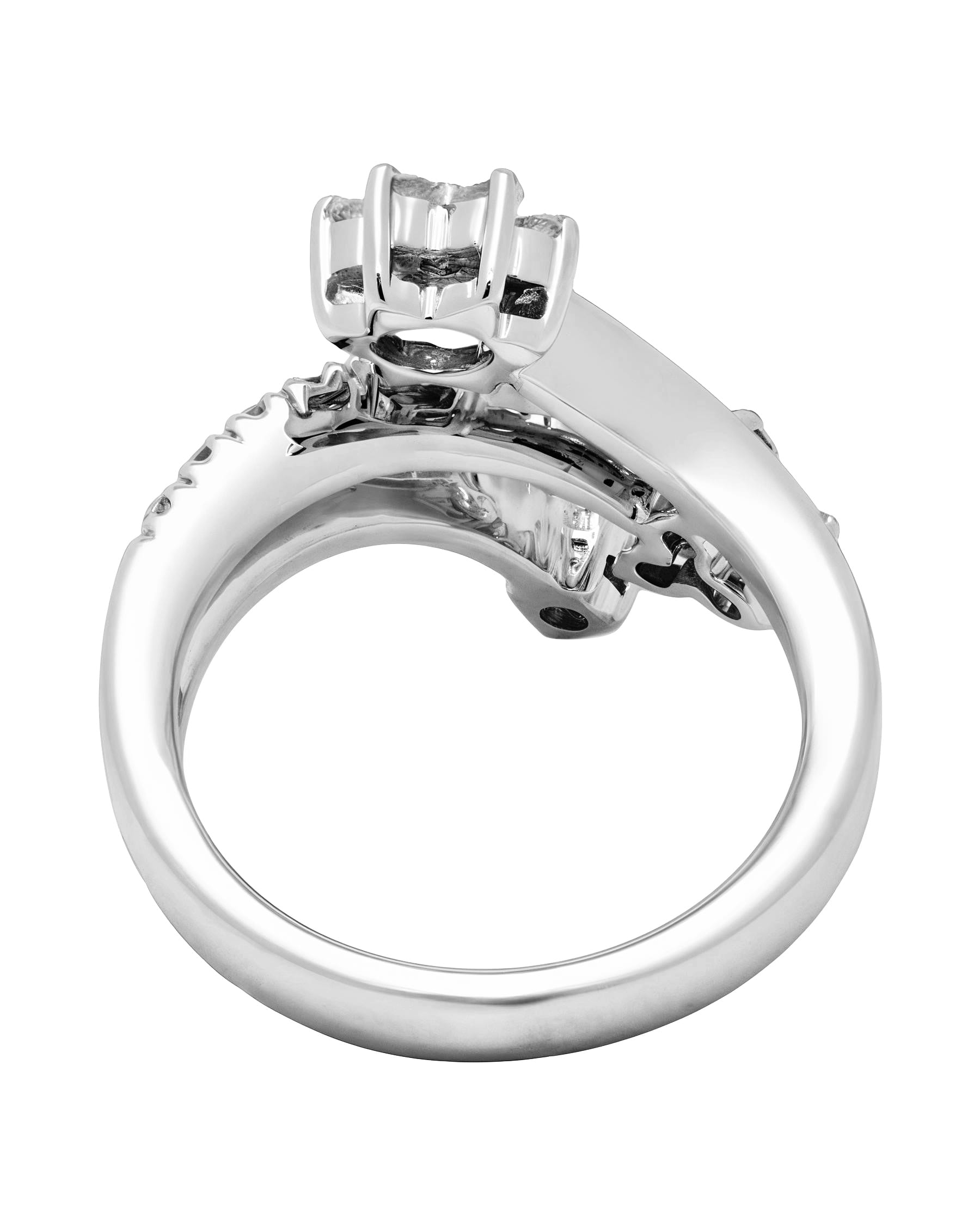 Anello nardelli contrarie fiore in oro bianco con diamanti-3