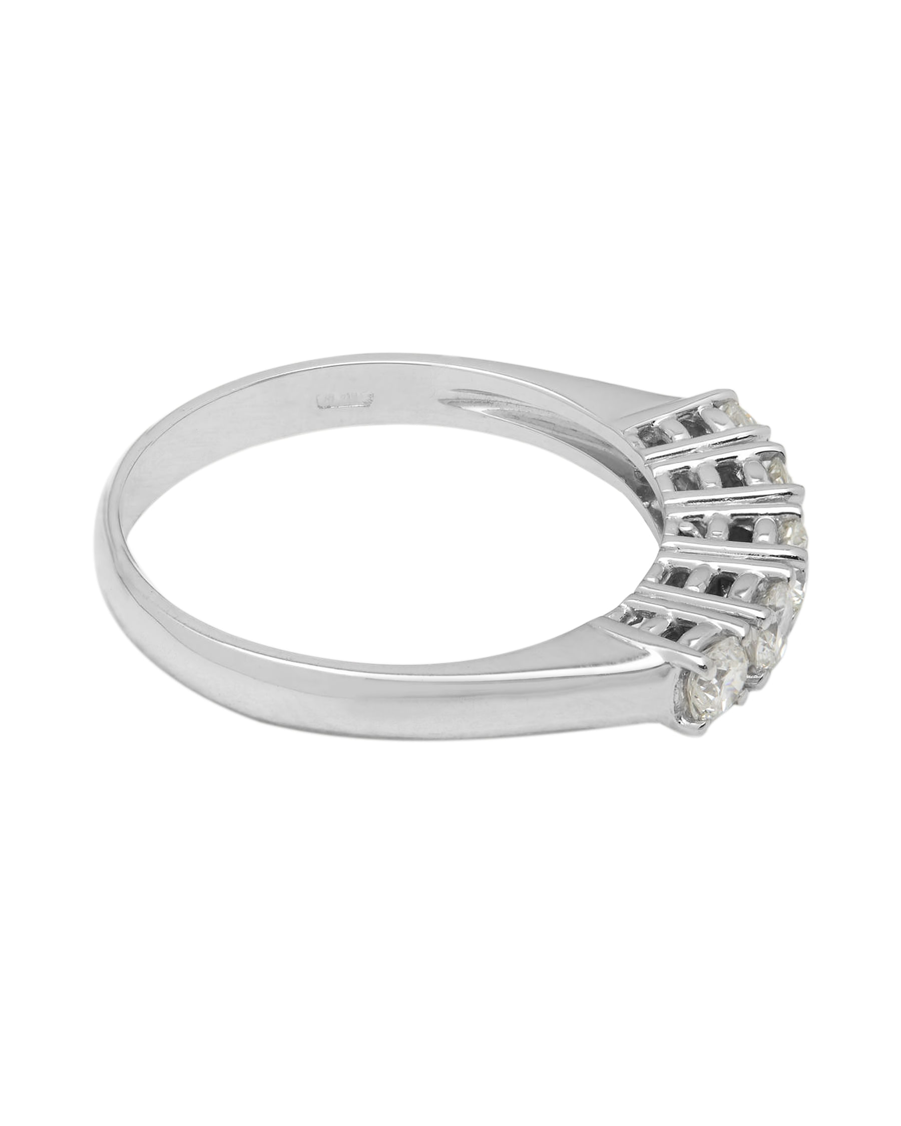 Anello veretta in oro bianco con 5 diamanti 0,50 ct-2