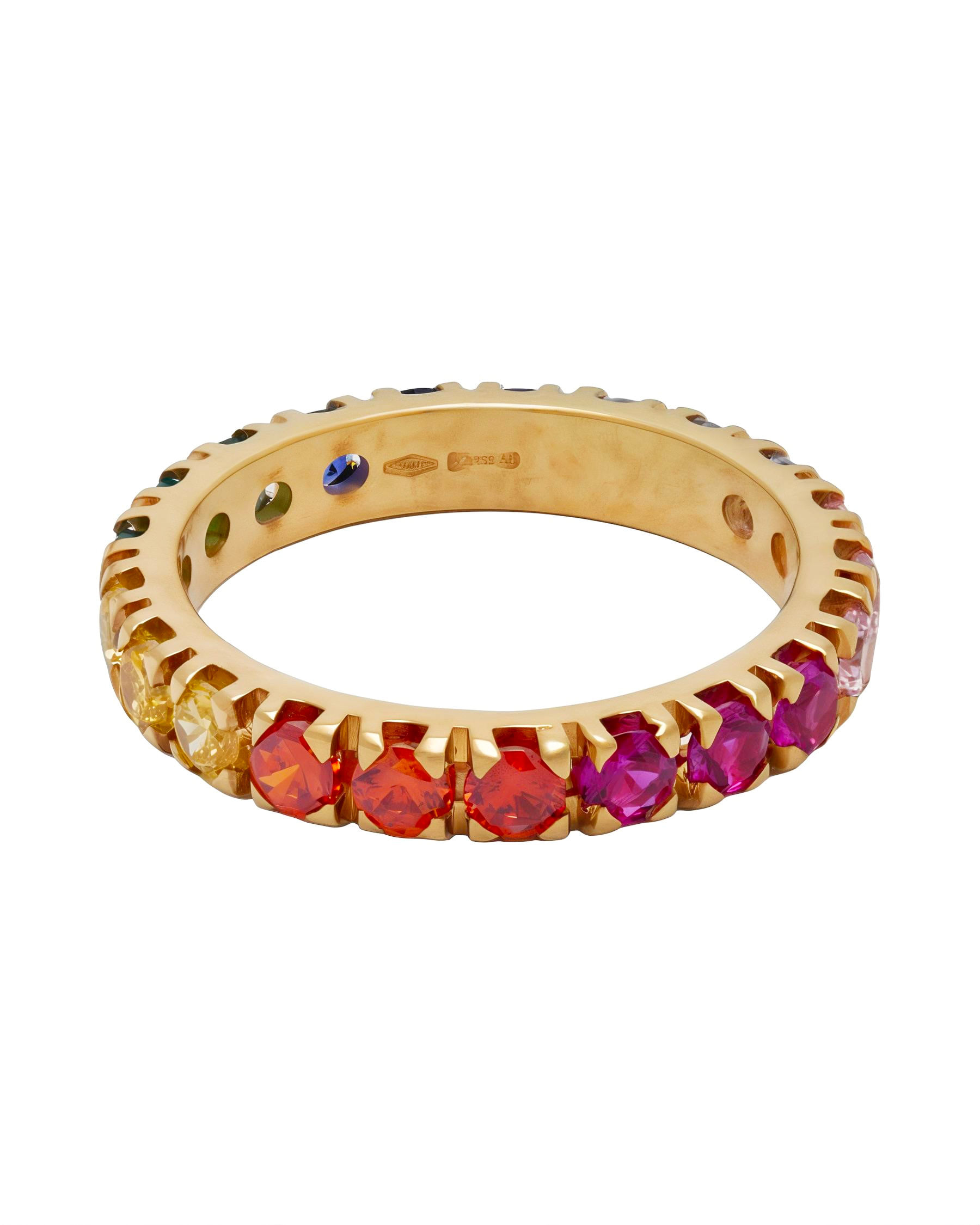 Anello eternity in oro rosa rainbow con zaffiri multicolor-2