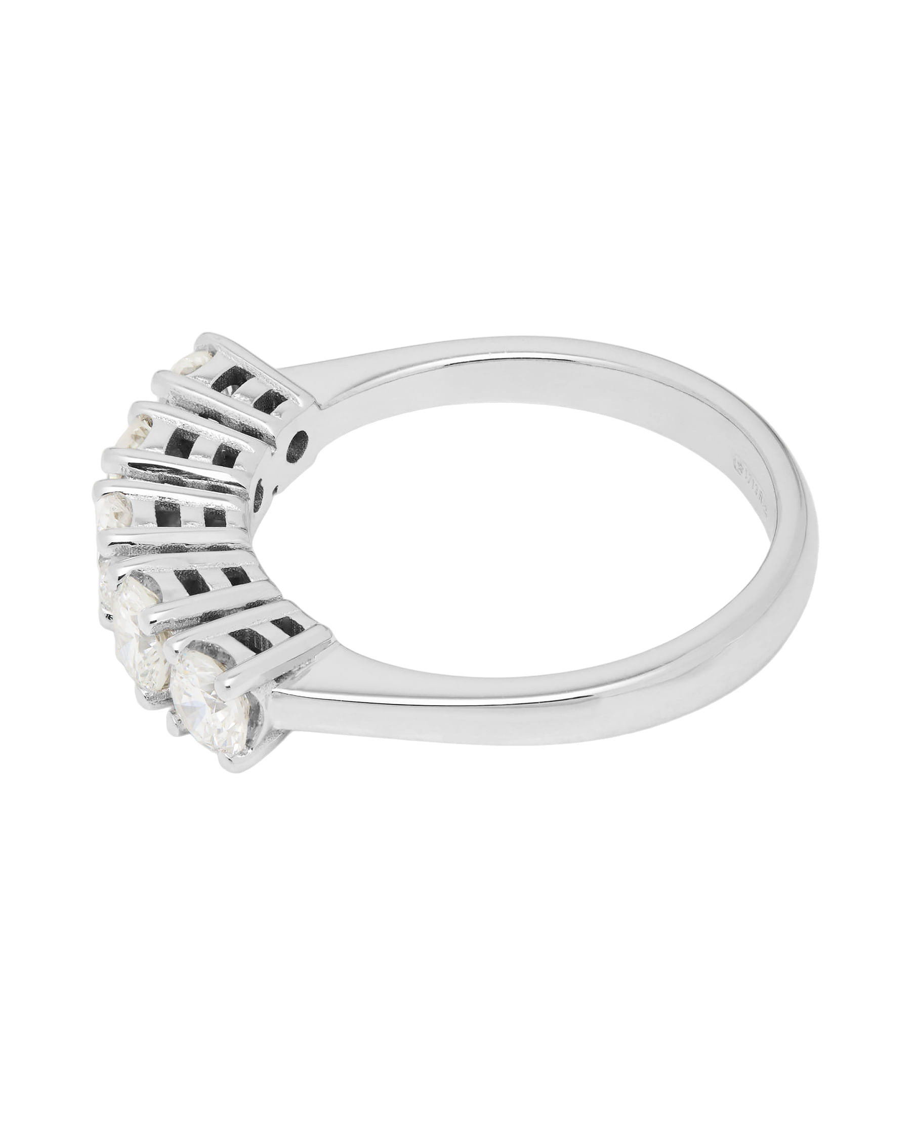 Anello veretta in oro bianco con 5 diamanti 1,05 ct-2