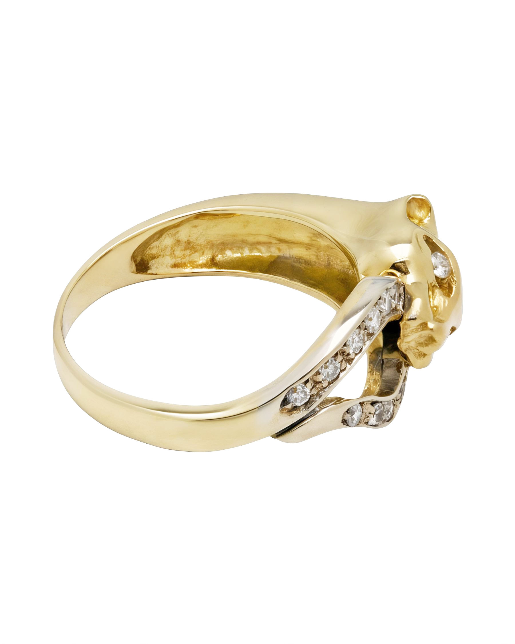 Anello pantera in oro giallo e bianco con diamanti-2