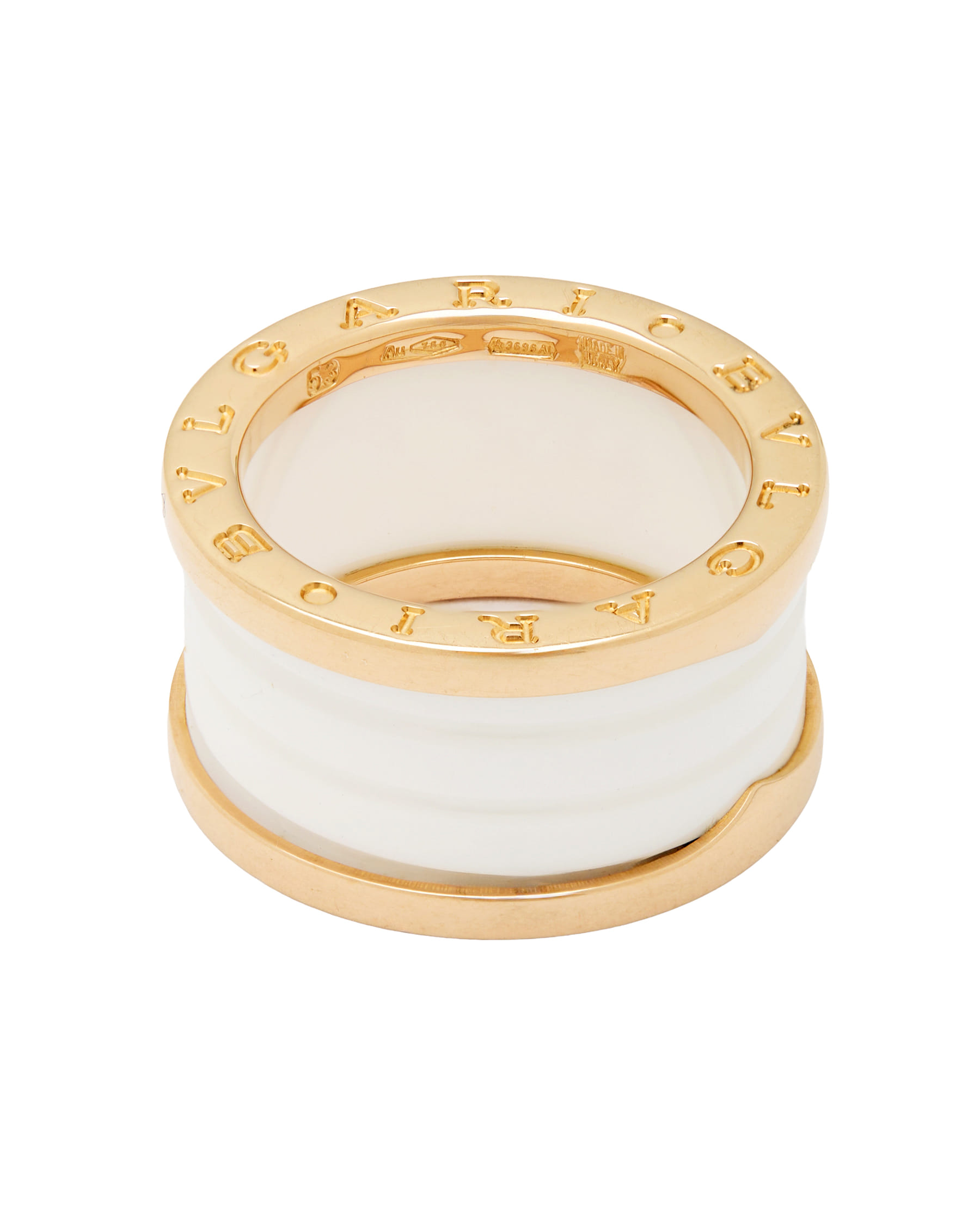 Anello bulgari b01 4 fasce oro rosa e ceramica bianca-2